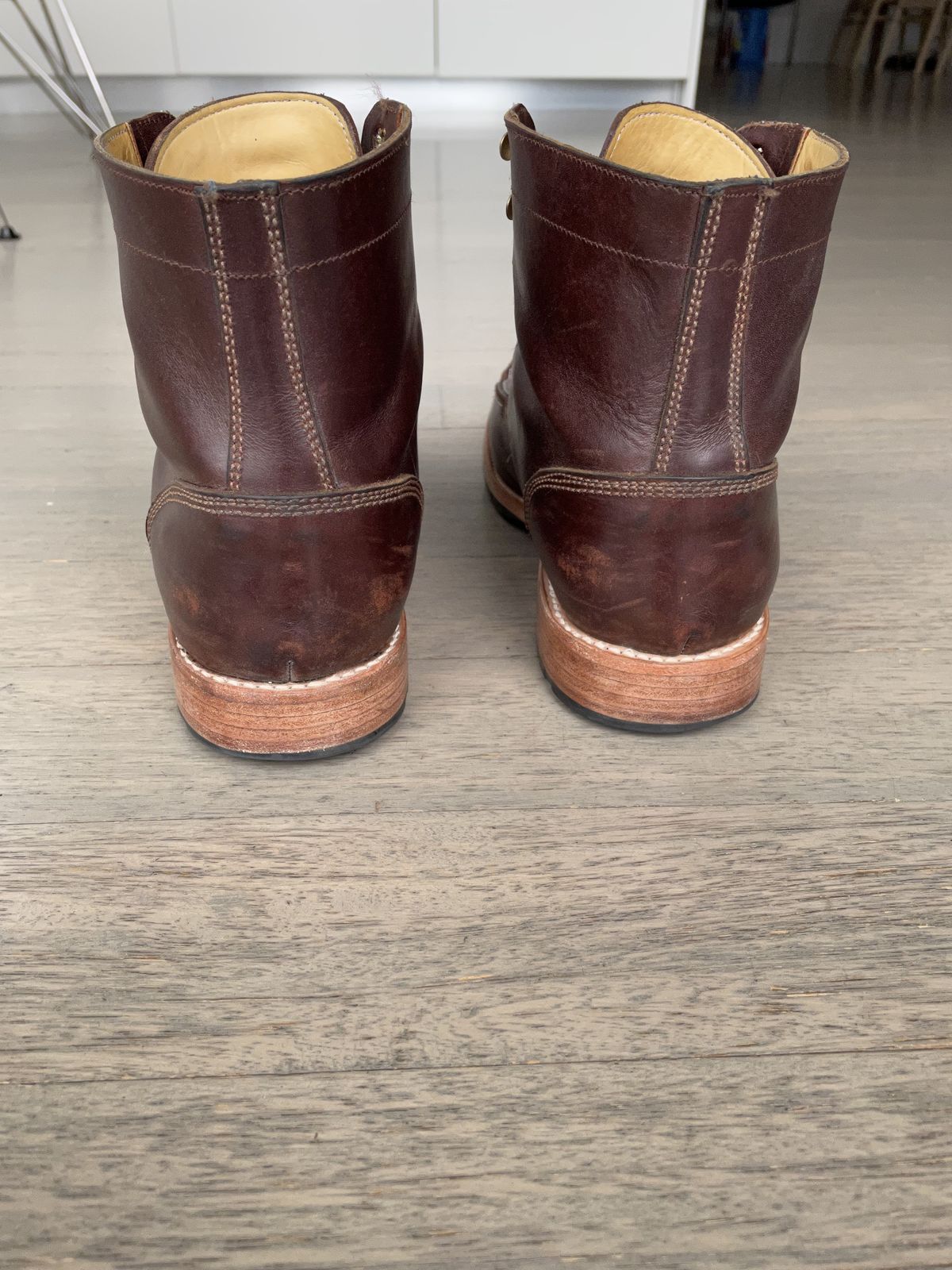 Photo by patinathunderdome on December 3, 2021 of the John Doe Shoes 11 Campbell Boot in Horween Cognac Boundary.