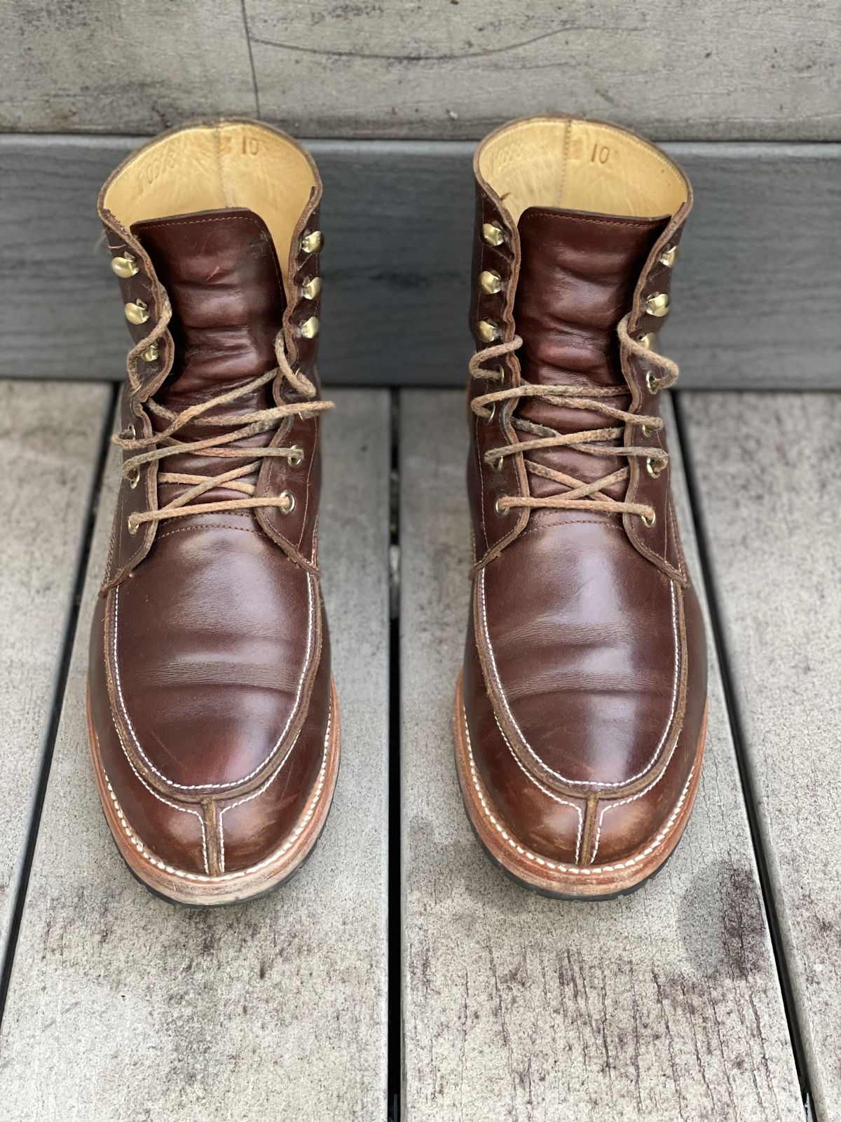 Photo by patinathunderdome on January 3, 2022 of the John Doe Shoes 11 Campbell Boot in Horween Cognac Boundary.