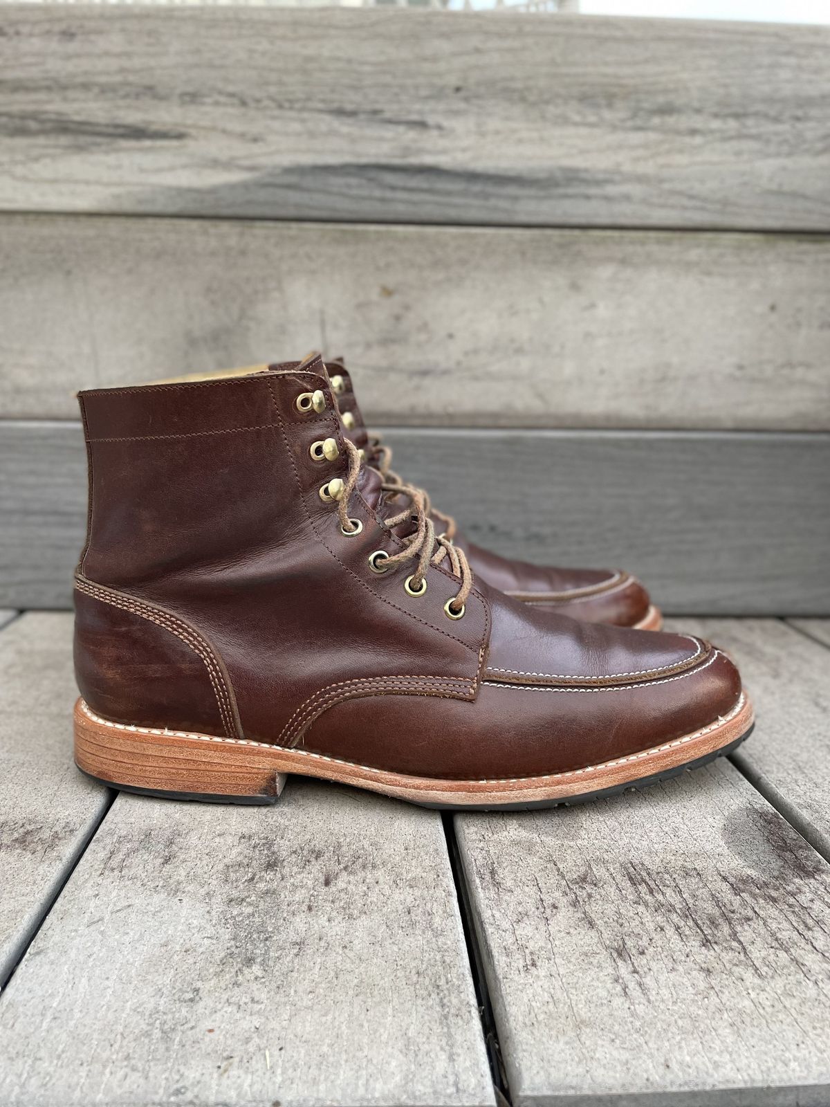 Photo by patinathunderdome on January 3, 2022 of the John Doe Shoes 11 Campbell Boot in Horween Cognac Boundary.