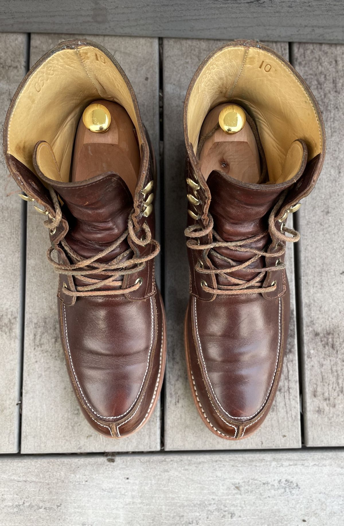 Photo by patinathunderdome on January 3, 2022 of the John Doe Shoes 11 Campbell Boot in Horween Cognac Boundary.