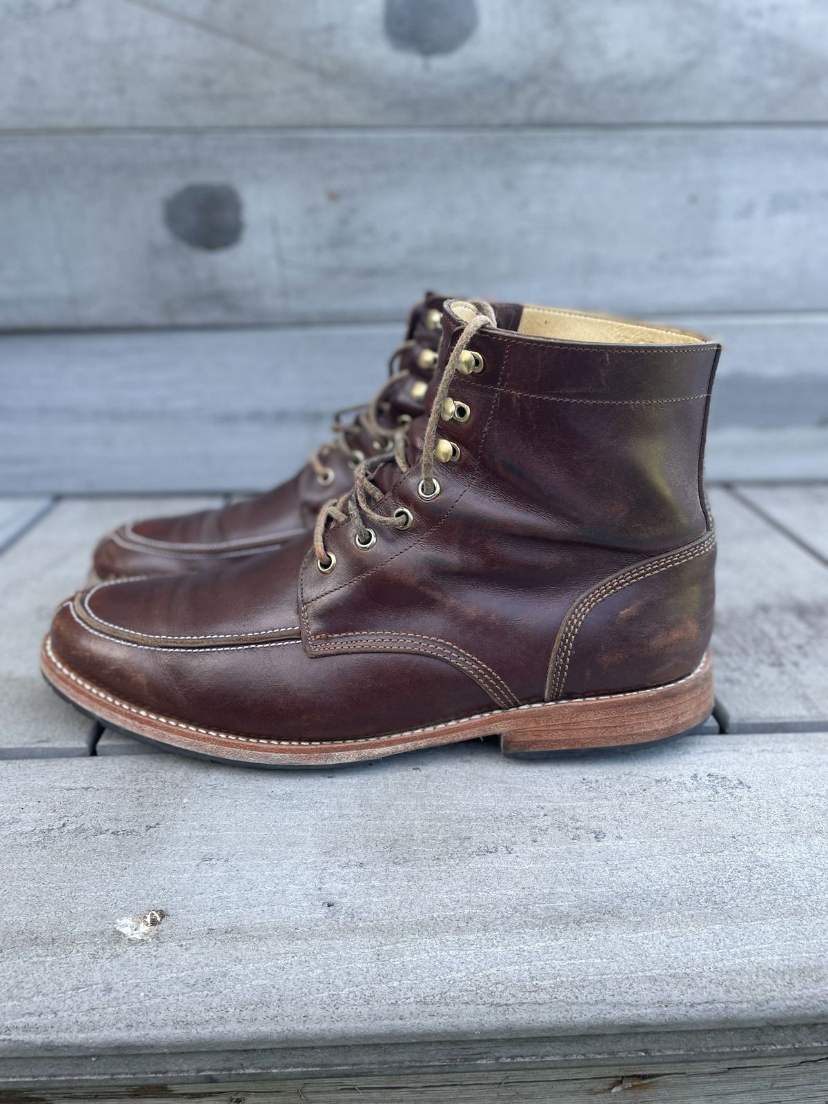 Photo by patinathunderdome on February 1, 2022 of the John Doe Shoes 11 Campbell Boot in Horween Cognac Boundary.