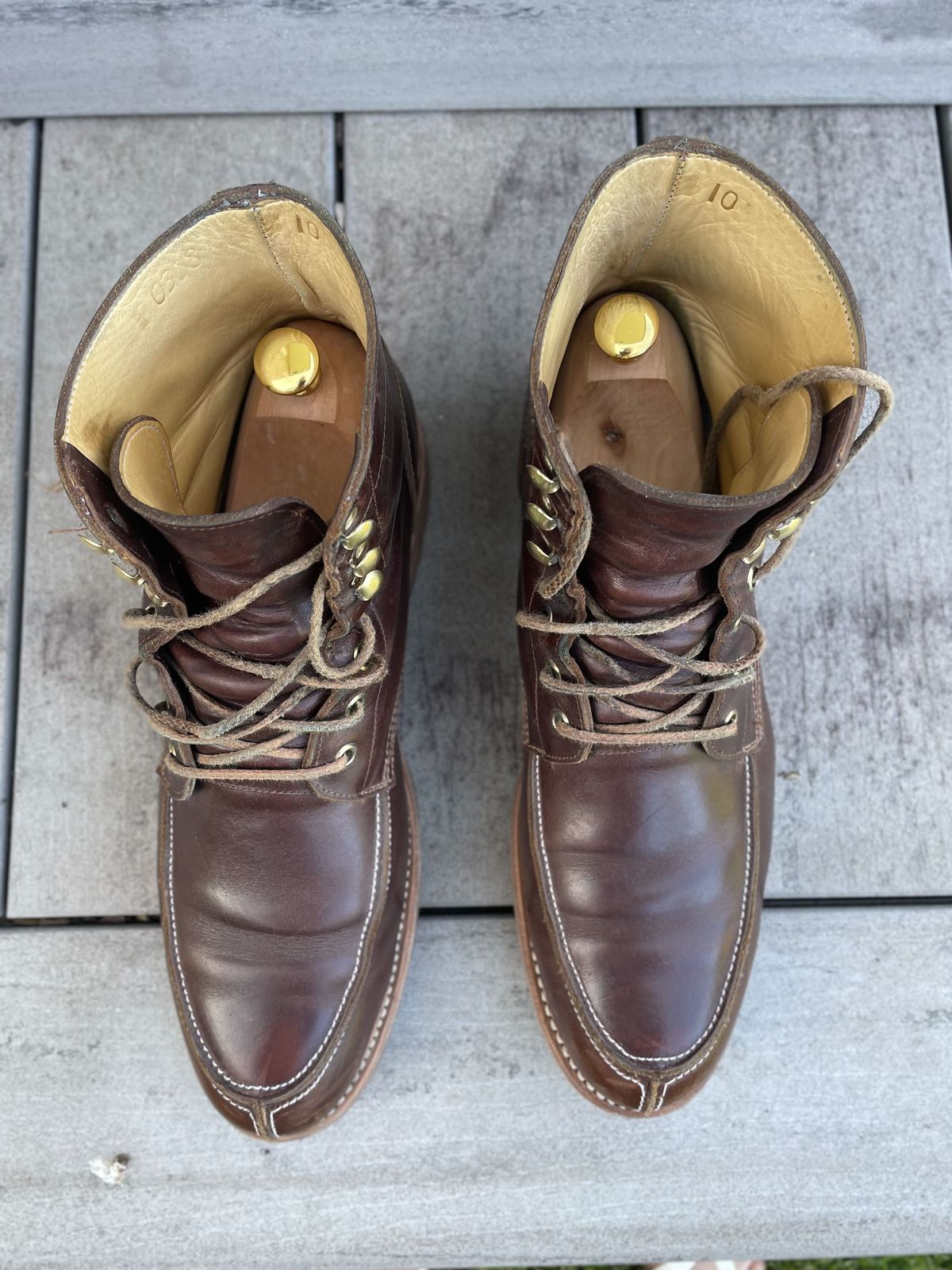 Photo by patinathunderdome on February 1, 2022 of the John Doe Shoes 11 Campbell Boot in Horween Cognac Boundary.