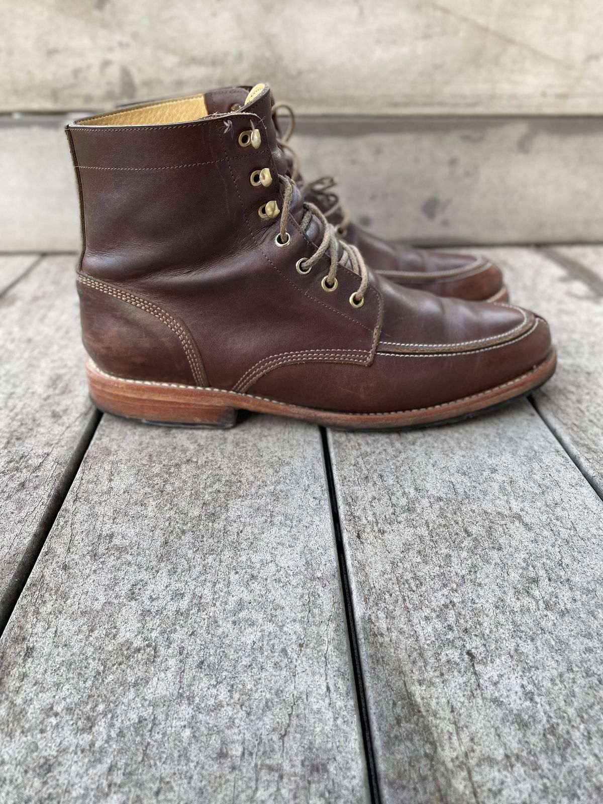 Photo by patinathunderdome on March 3, 2022 of the John Doe Shoes 11 Campbell Boot in Horween Cognac Boundary.