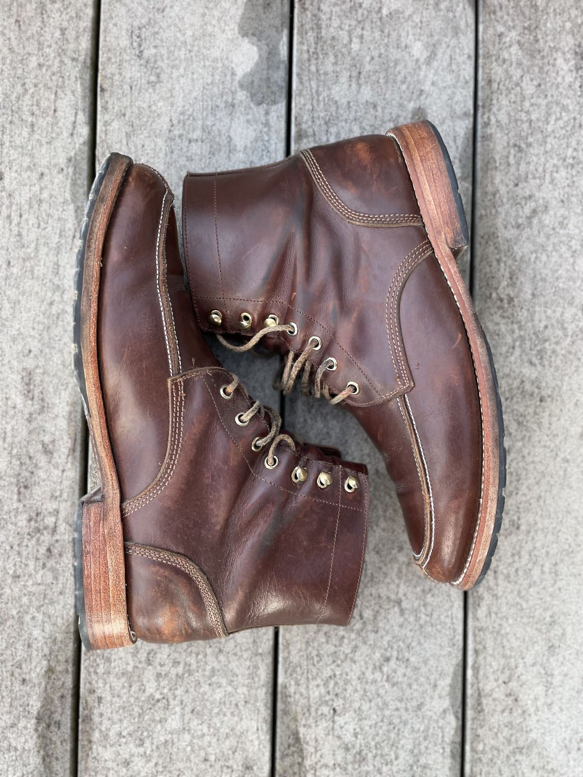 Photo by patinathunderdome on March 3, 2022 of the John Doe Shoes 11 Campbell Boot in Horween Cognac Boundary.