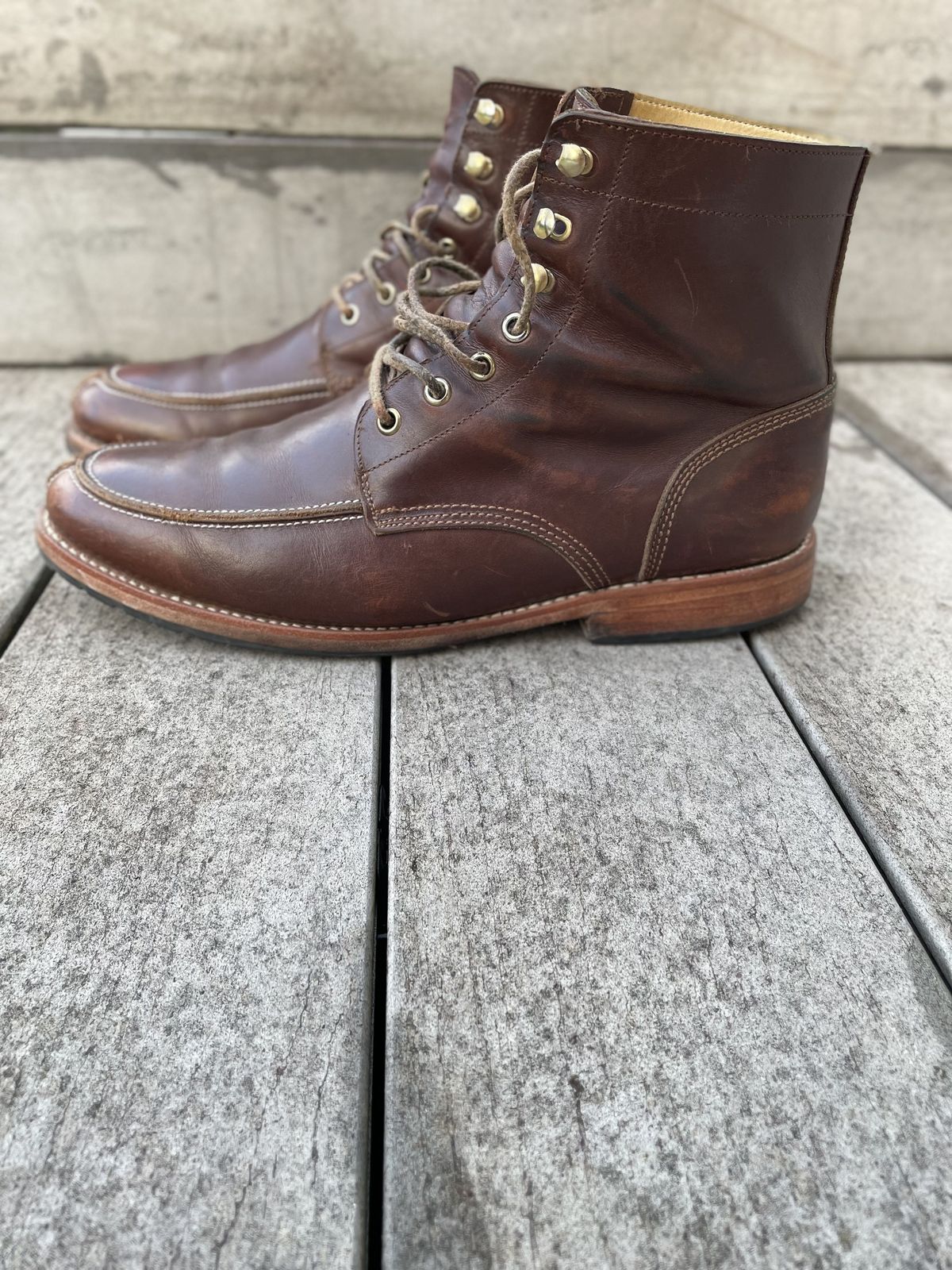 Photo by patinathunderdome on March 3, 2022 of the John Doe Shoes 11 Campbell Boot in Horween Cognac Boundary.