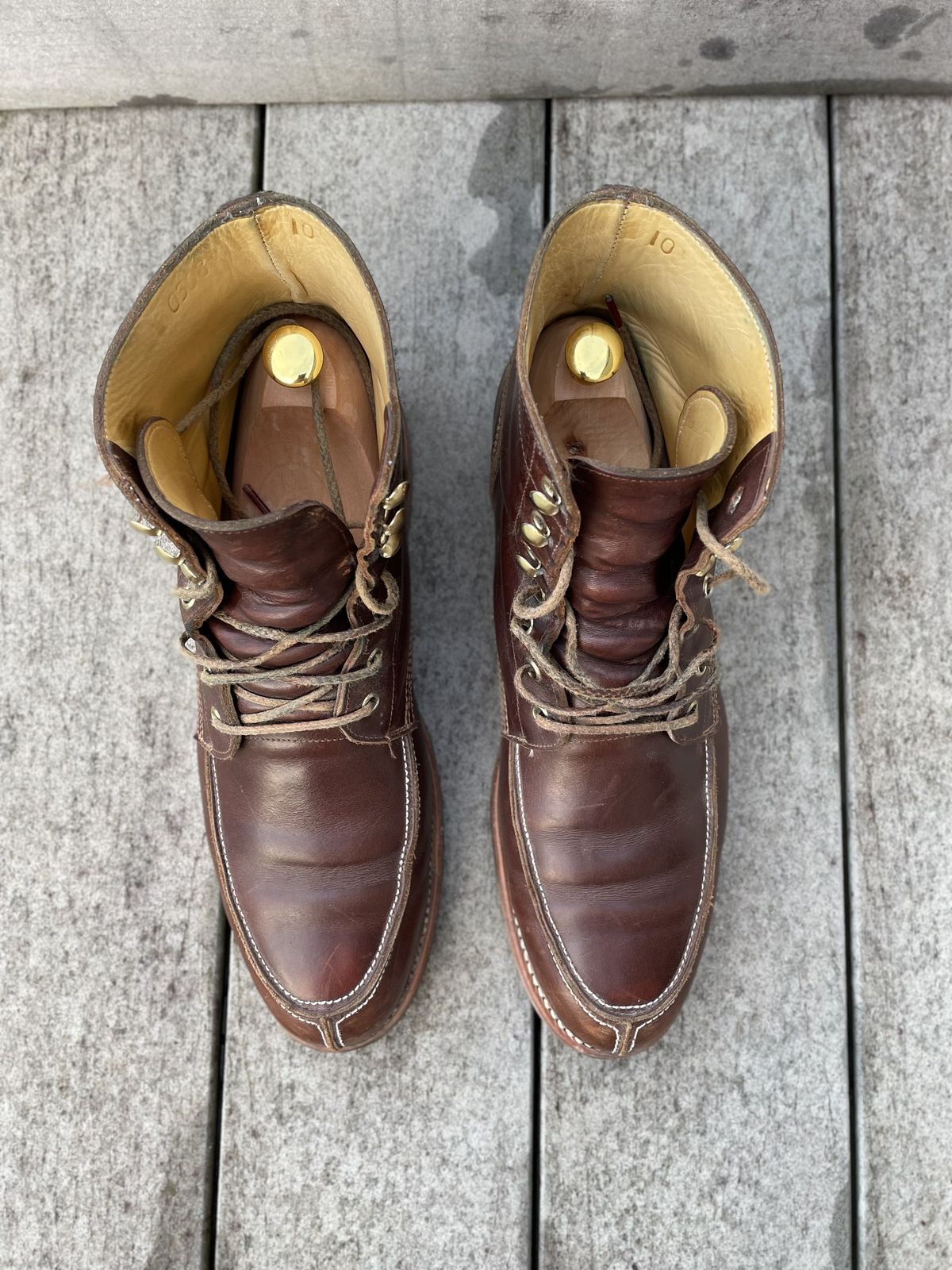 Photo by patinathunderdome on March 3, 2022 of the John Doe Shoes 11 Campbell Boot in Horween Cognac Boundary.