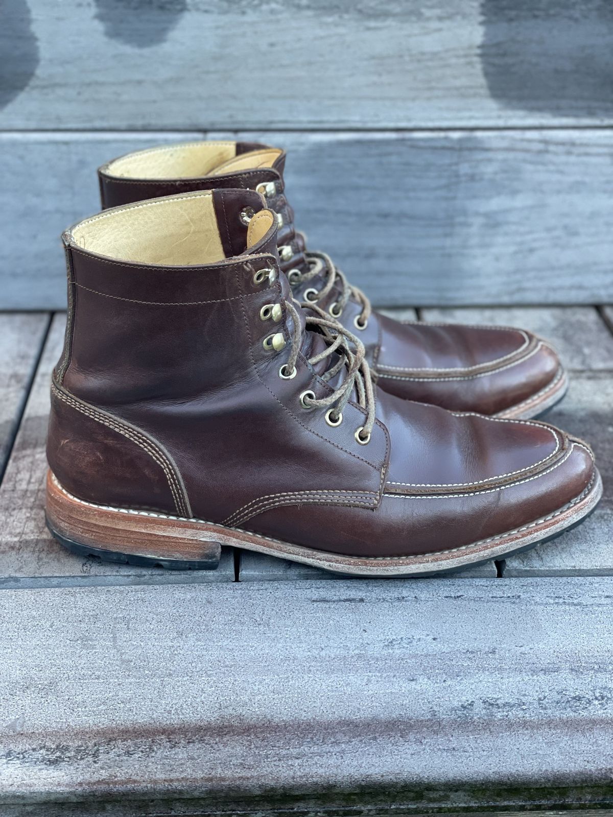 Photo by patinathunderdome on April 2, 2022 of the John Doe Shoes 11 Campbell Boot in Horween Cognac Boundary.