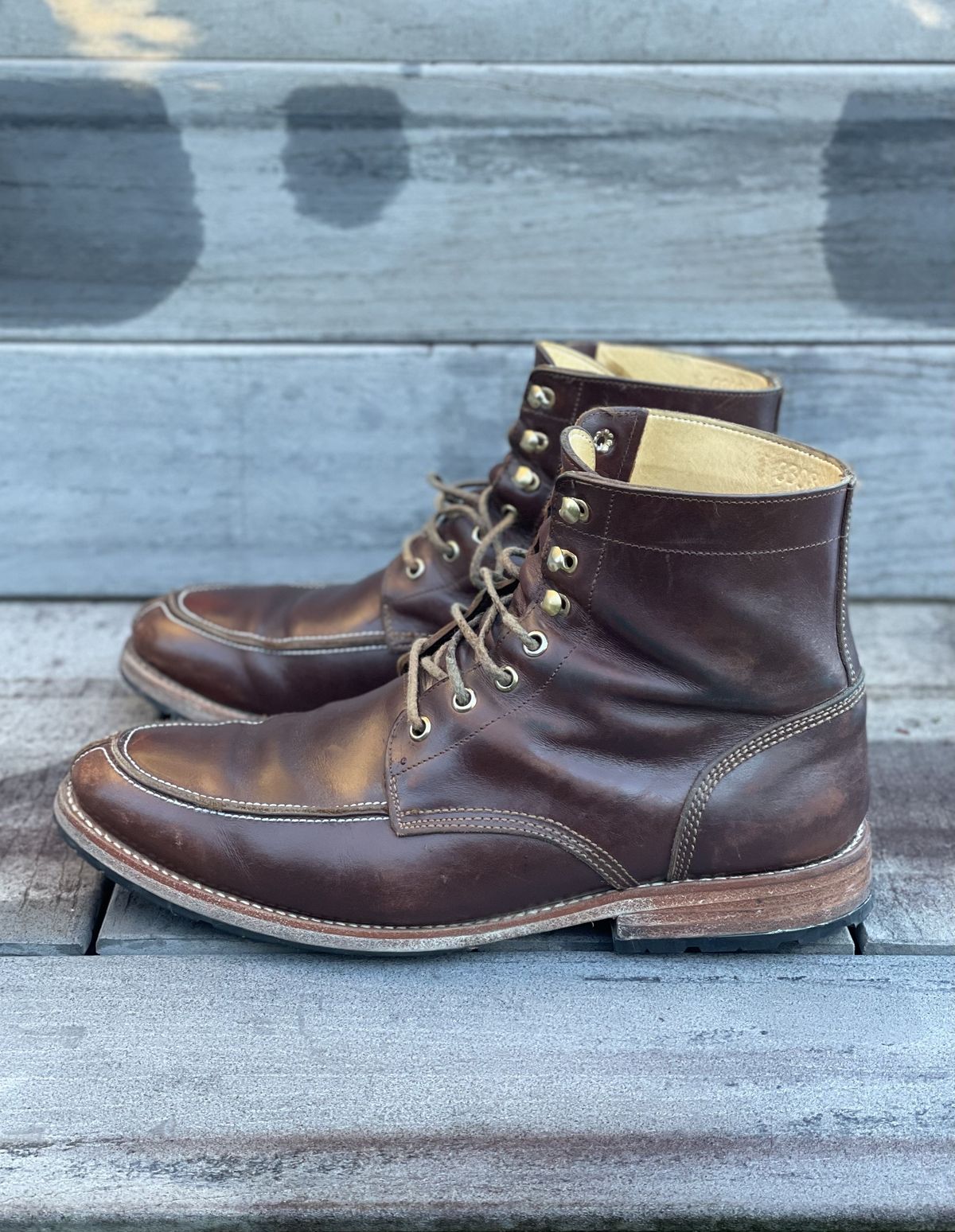 Photo by patinathunderdome on April 2, 2022 of the John Doe Shoes 11 Campbell Boot in Horween Cognac Boundary.