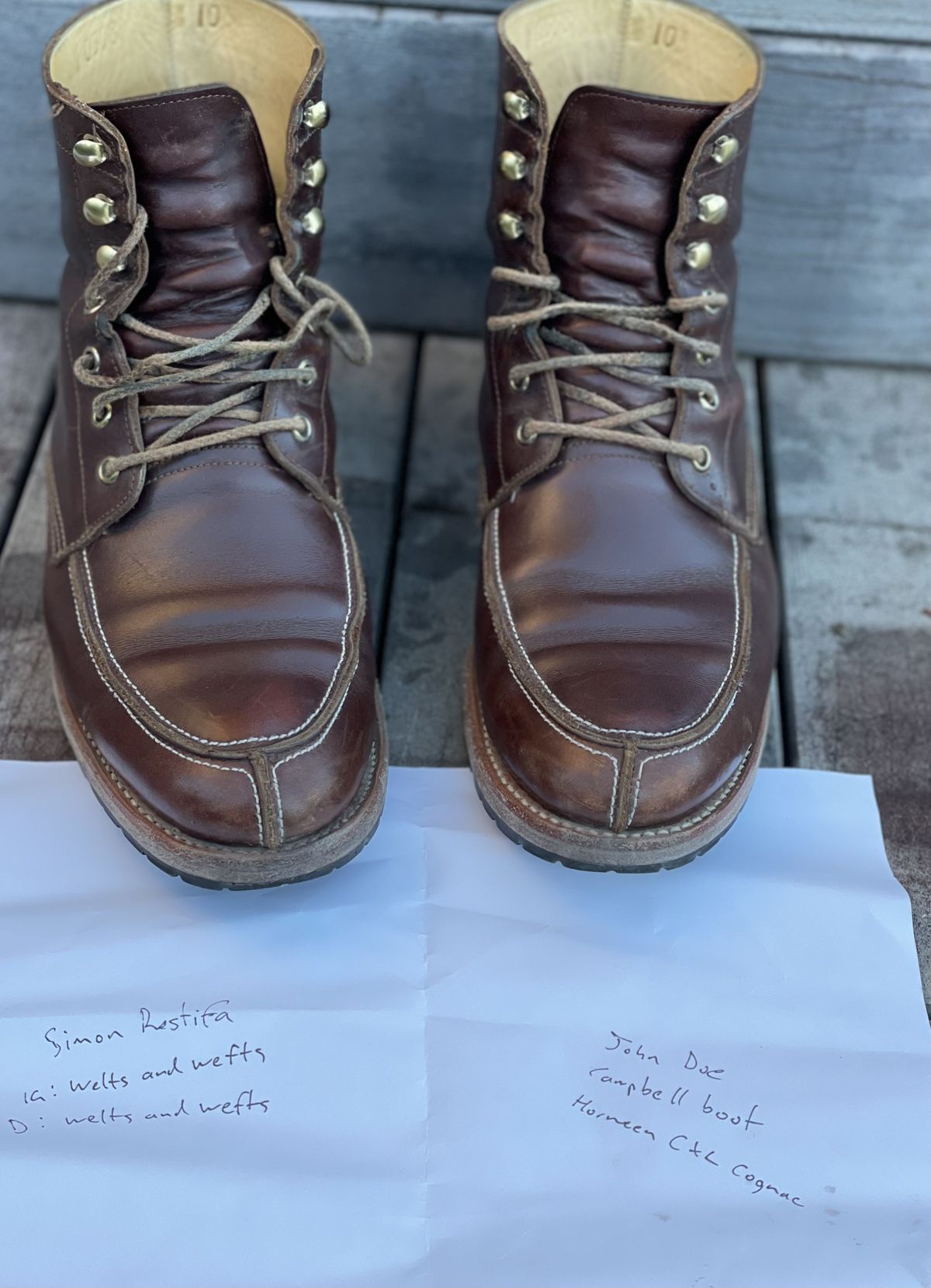 Photo by patinathunderdome on April 2, 2022 of the John Doe Shoes 11 Campbell Boot in Horween Cognac Boundary.