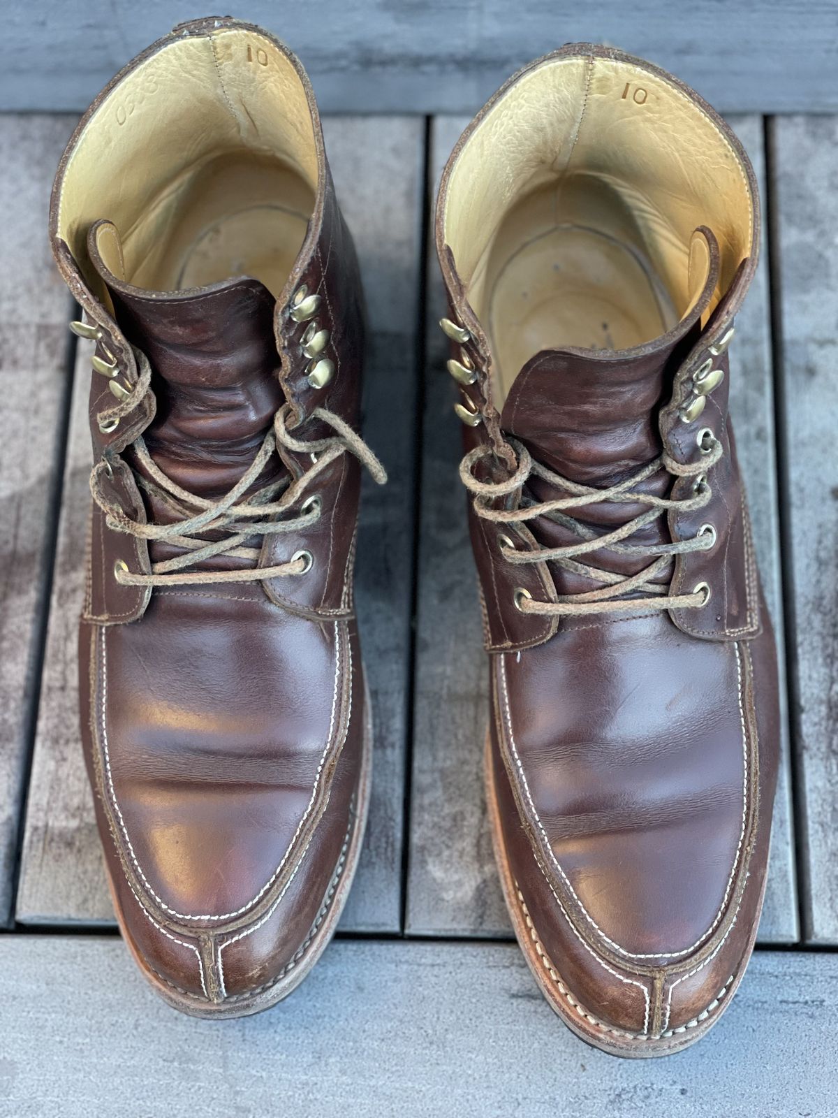 Photo by patinathunderdome on April 2, 2022 of the John Doe Shoes 11 Campbell Boot in Horween Cognac Boundary.