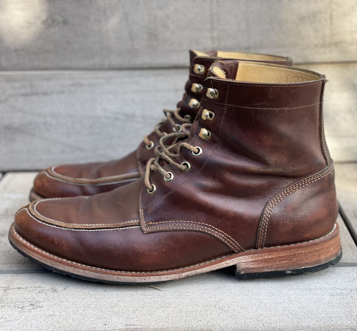 Photo by patinathunderdome on May 1, 2022 of the John Doe Shoes 11 Campbell Boot in Horween Cognac Boundary.