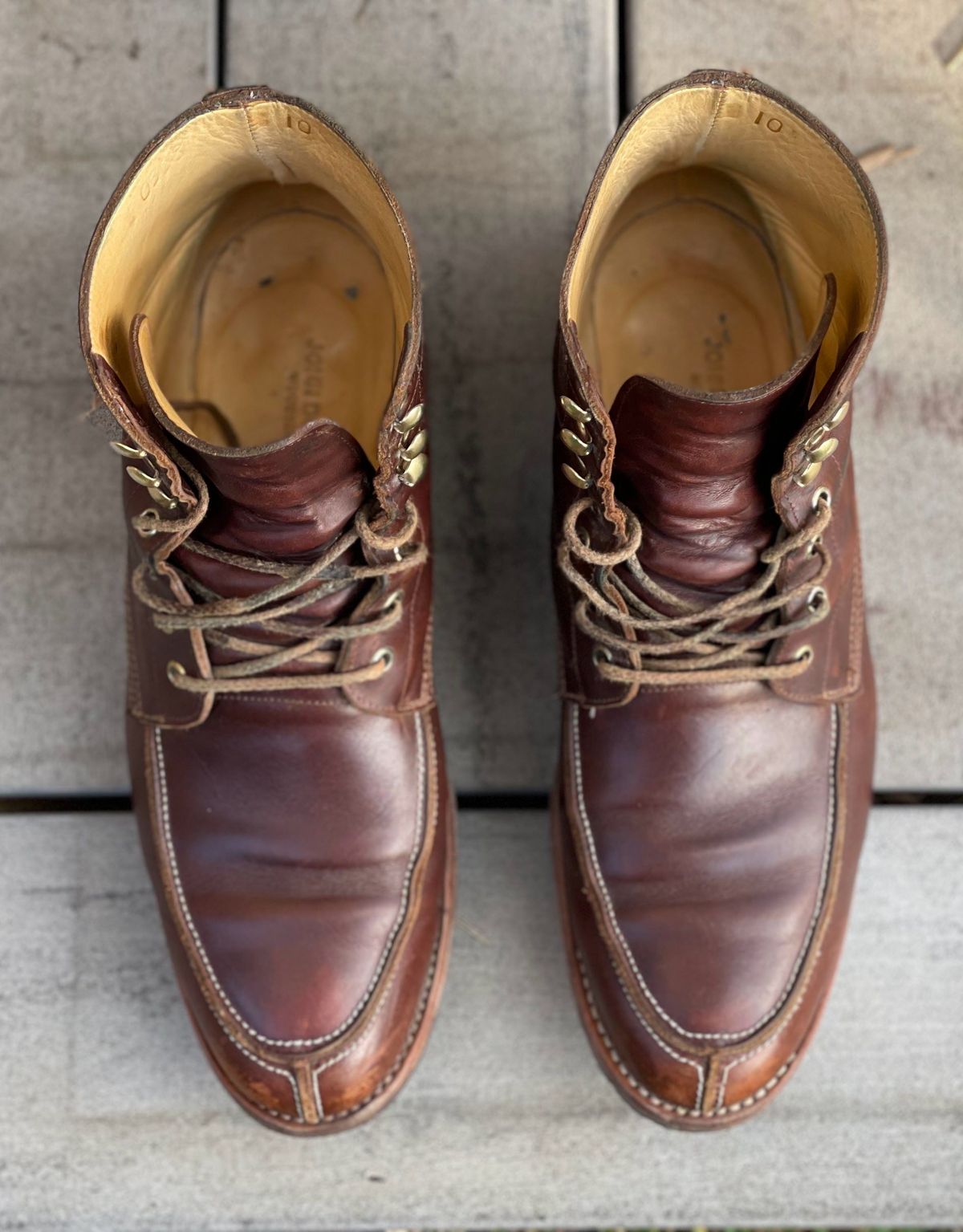 Photo by patinathunderdome on May 1, 2022 of the John Doe Shoes 11 Campbell Boot in Horween Cognac Boundary.