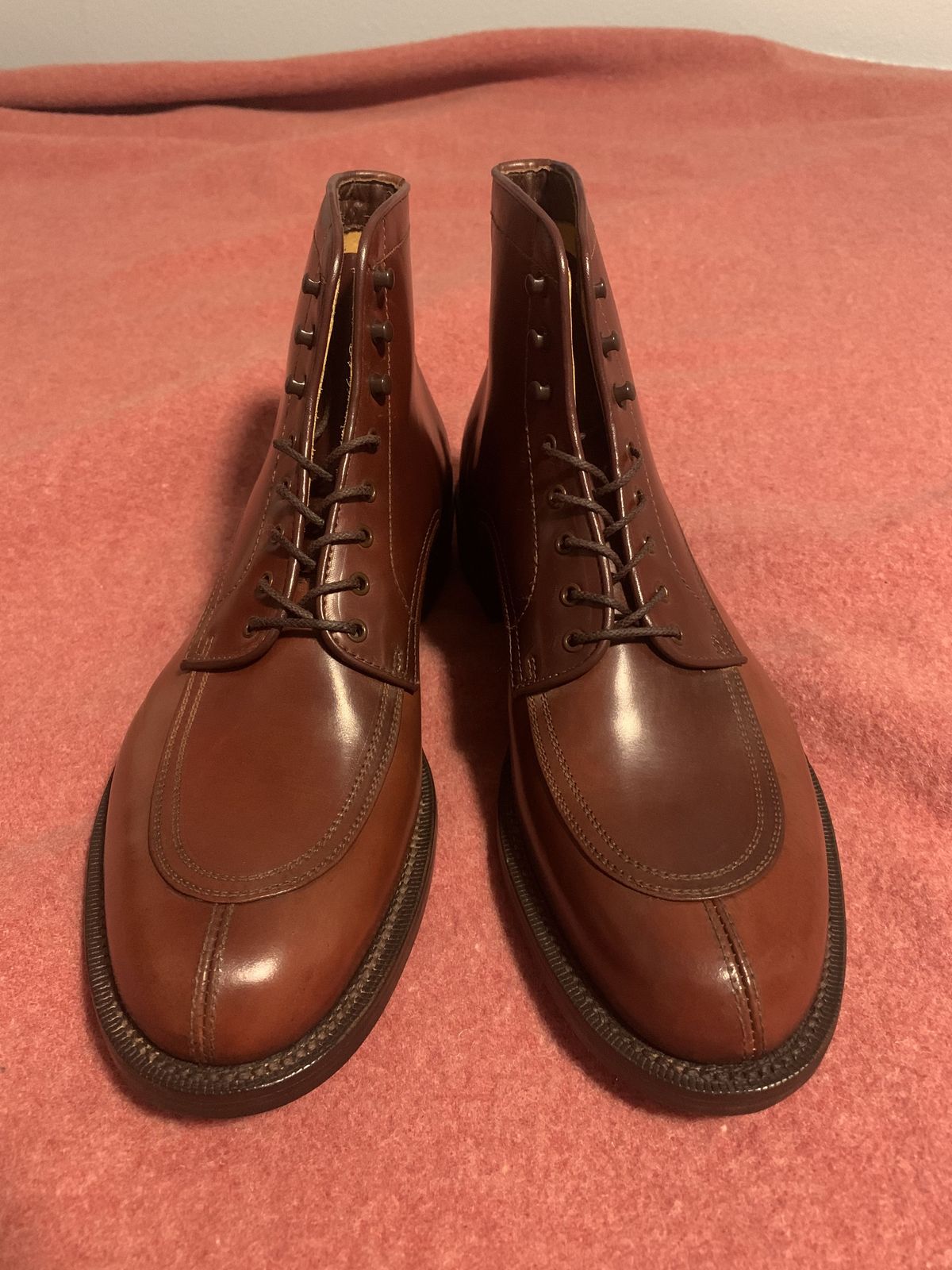 Photo by patinathunderdome on October 1, 2021 of the Makers U Mocca Blucher in Horween Color 4 Shell Cordovan.
