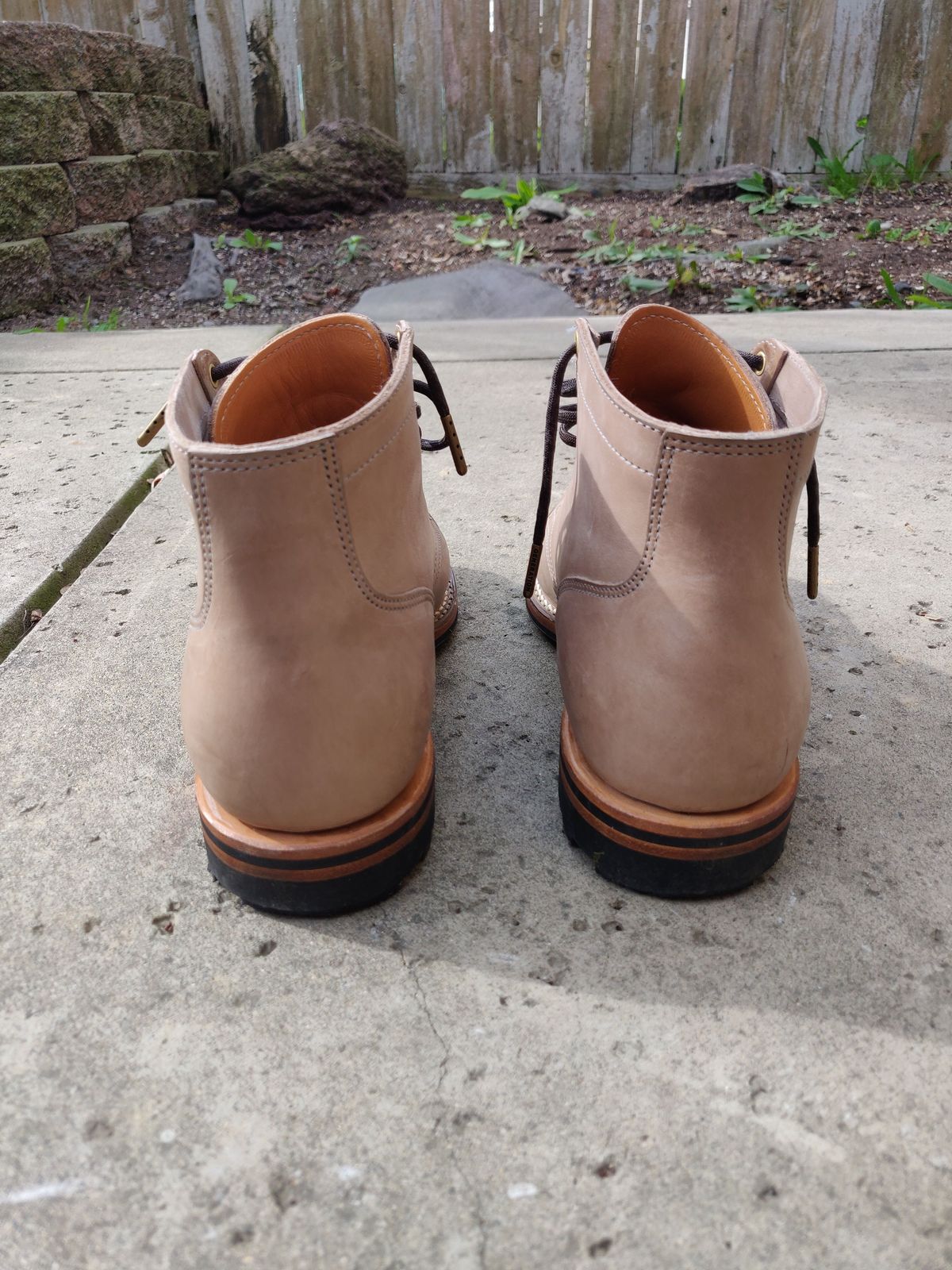 Photo by patinathunderdome on February 4, 2022 of the Viberg Service Boot in Maryam Light Grey Horsebutt.