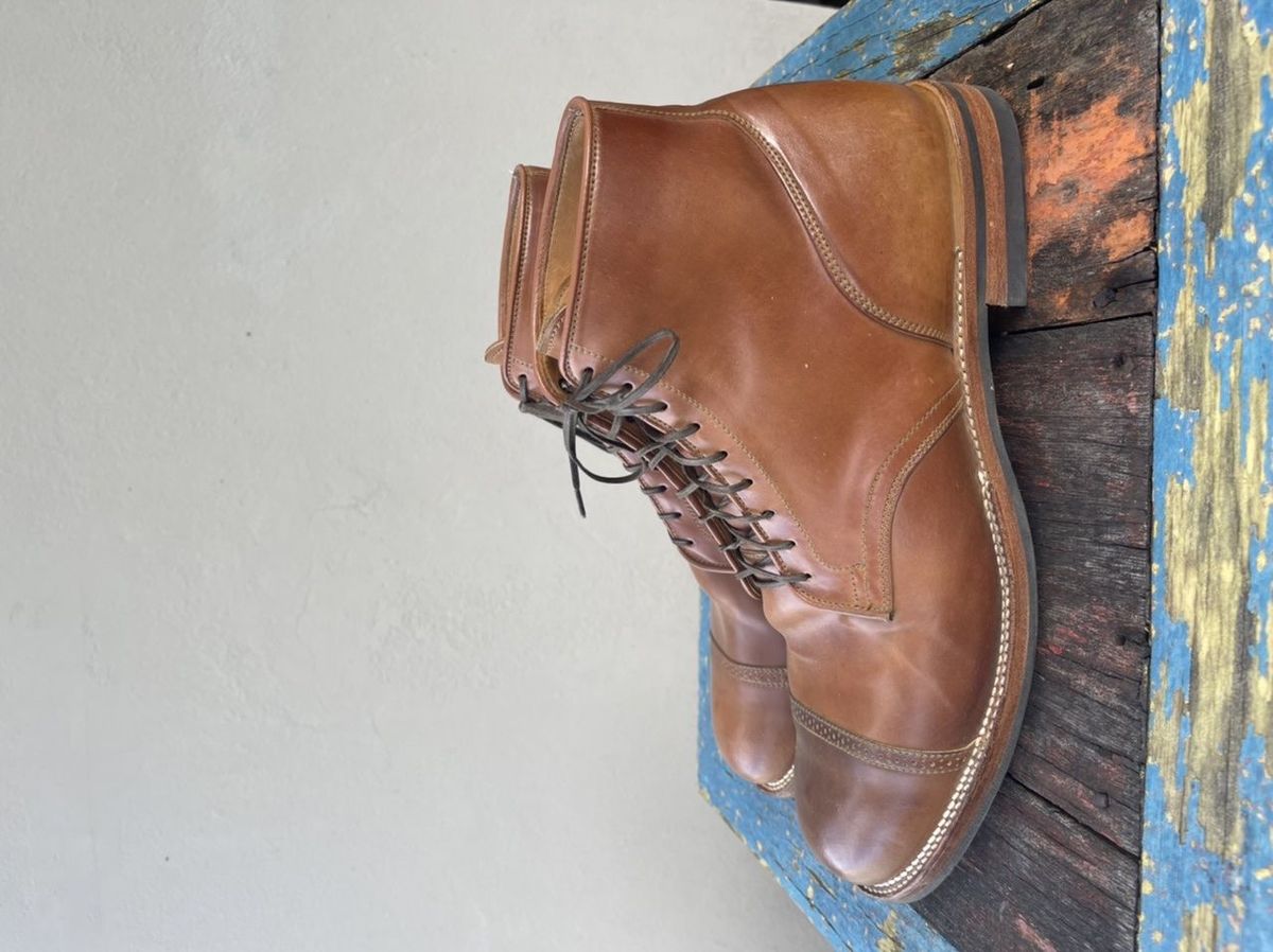 Photo by patinathunderdome on November 2, 2021 of the Viberg Service Boot in Horween Natural Shell Cordovan.