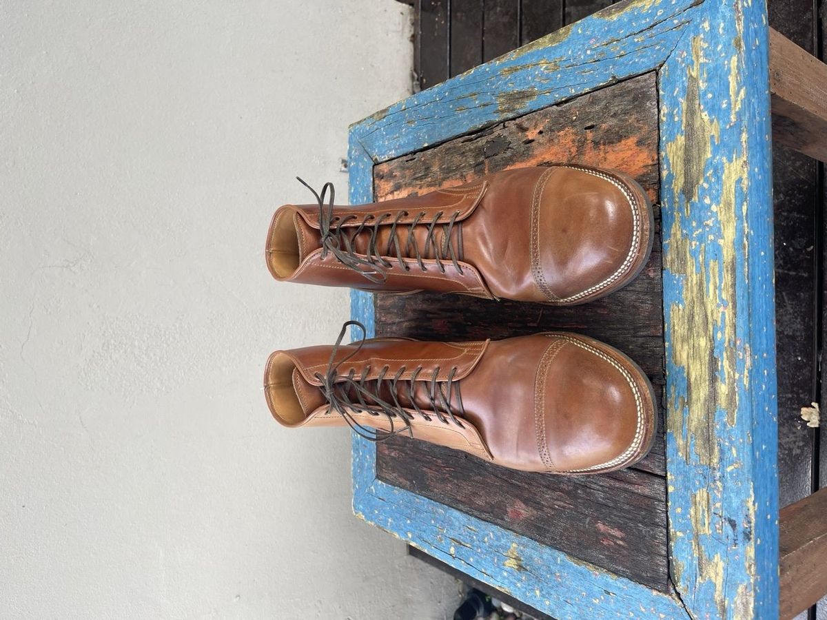 Photo by patinathunderdome on November 2, 2021 of the Viberg Service Boot in Horween Natural Shell Cordovan.