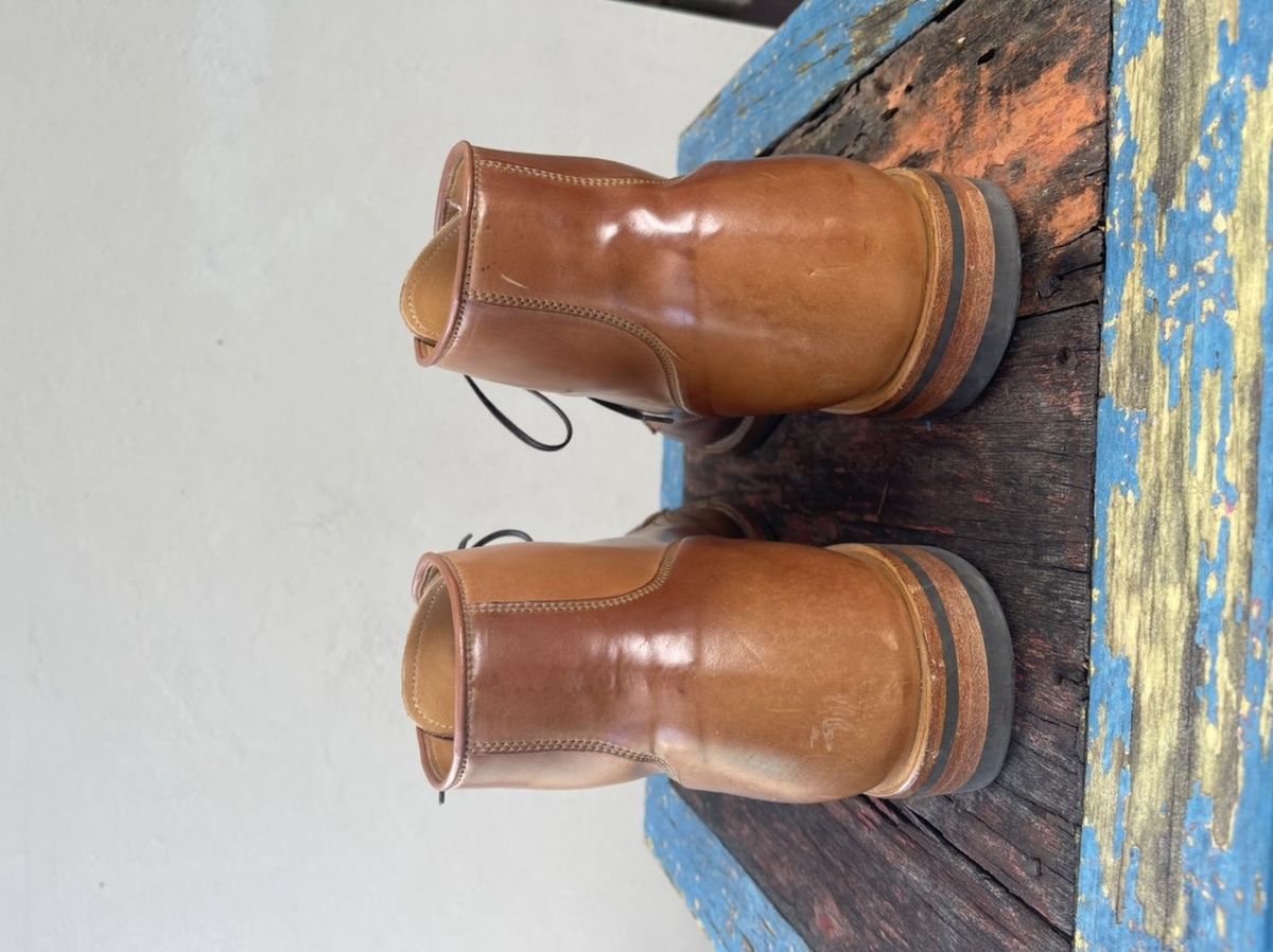 Photo by patinathunderdome on November 2, 2021 of the Viberg Service Boot in Horween Natural Shell Cordovan.