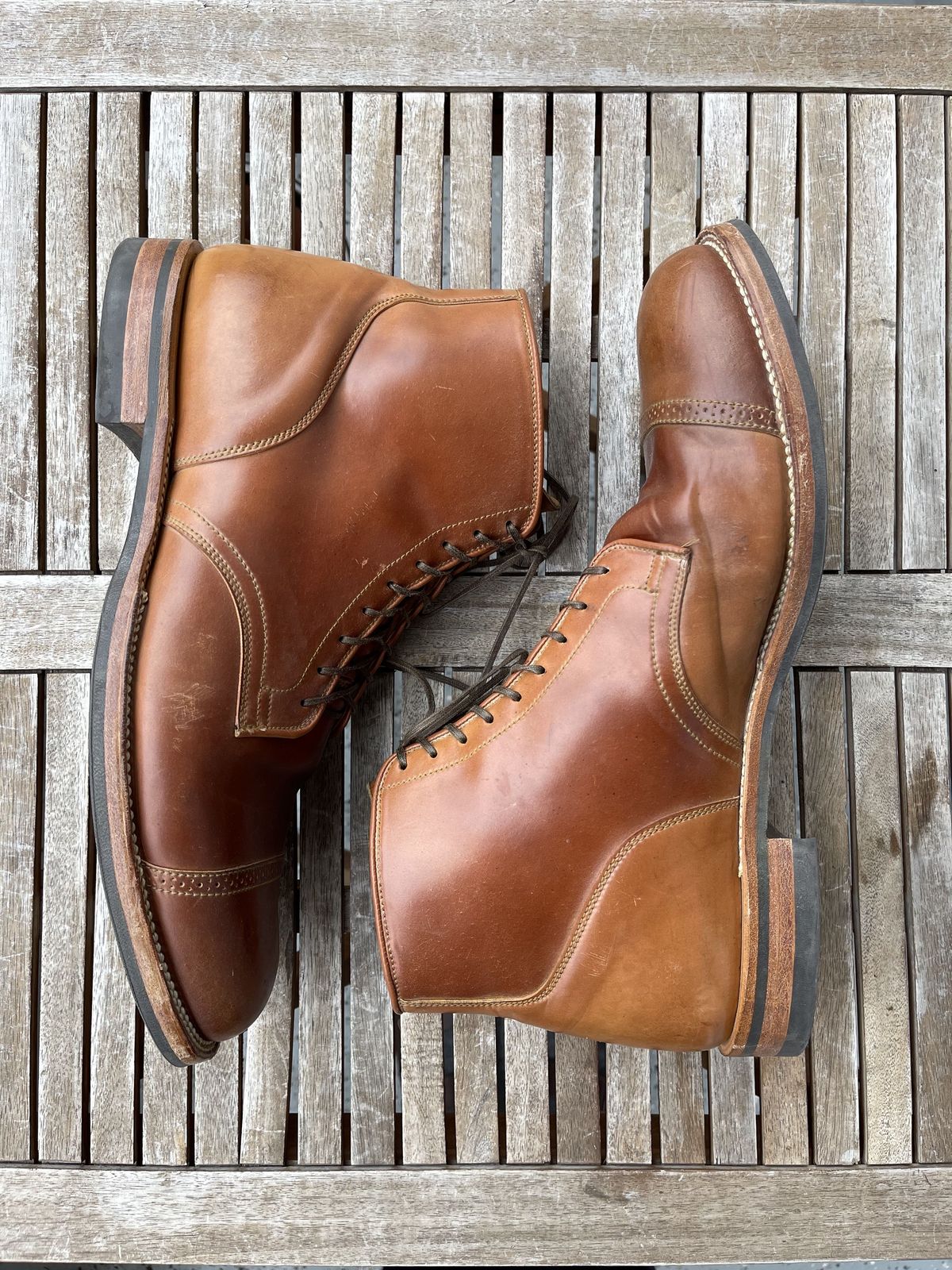 Photo by patinathunderdome on December 4, 2021 of the Viberg Service Boot in Horween Natural Shell Cordovan.