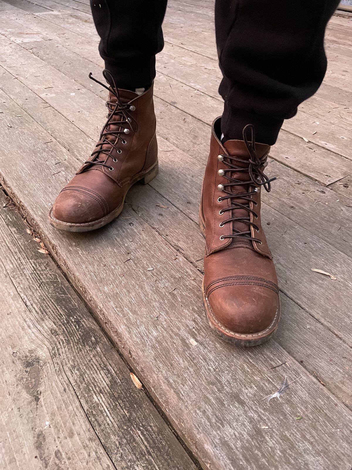 Photo by patinathunderdome on January 5, 2022 of the Red Wing Iron Ranger in S.B. Foot Amber Harness.