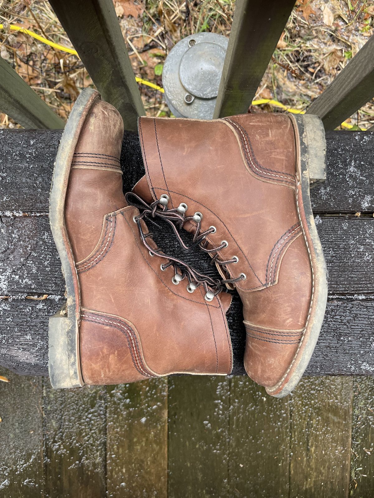 Photo by patinathunderdome on January 5, 2022 of the Red Wing Iron Ranger in S.B. Foot Amber Harness.