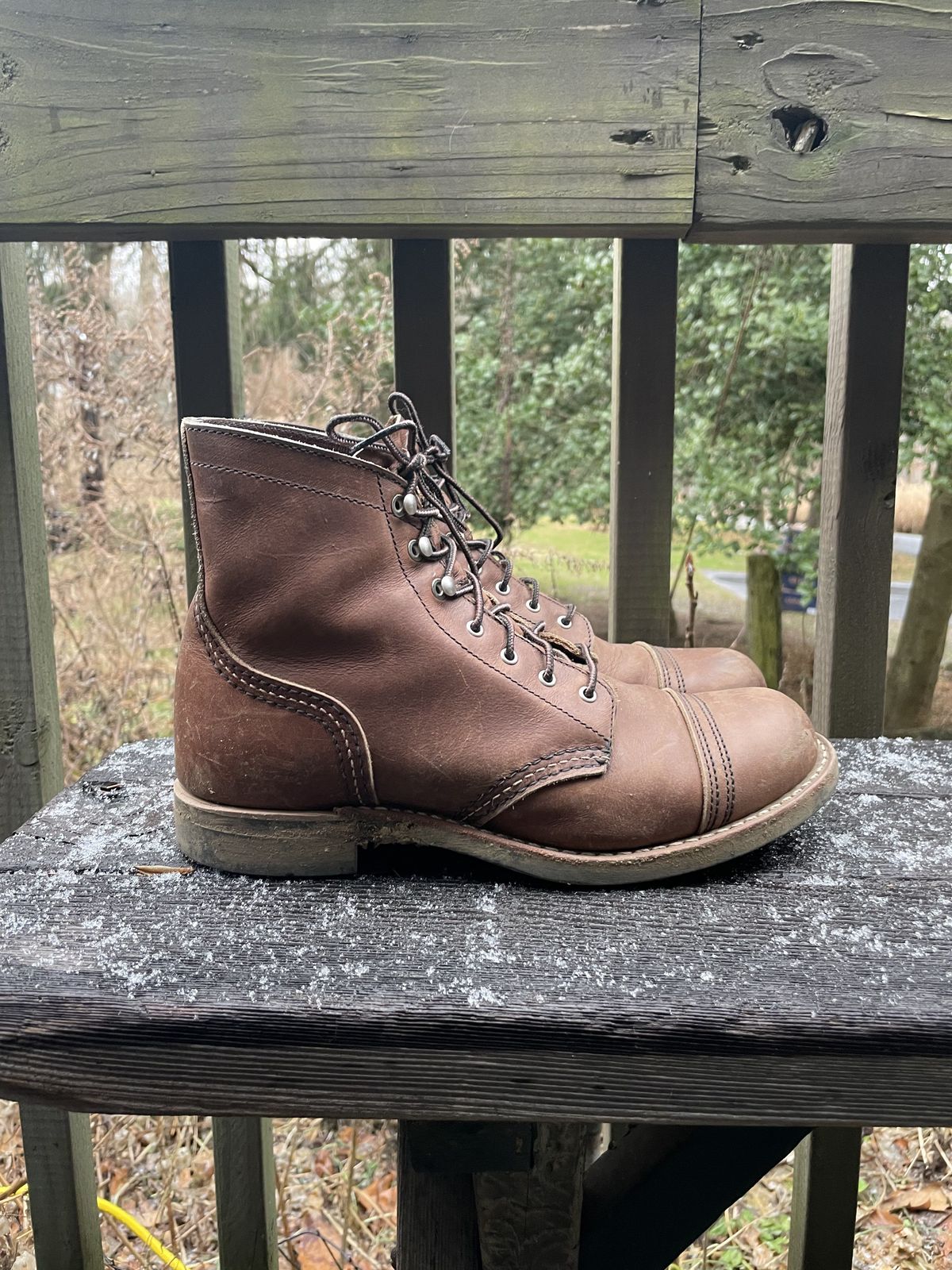 Photo by patinathunderdome on January 5, 2022 of the Red Wing Iron Ranger in S.B. Foot Amber Harness.