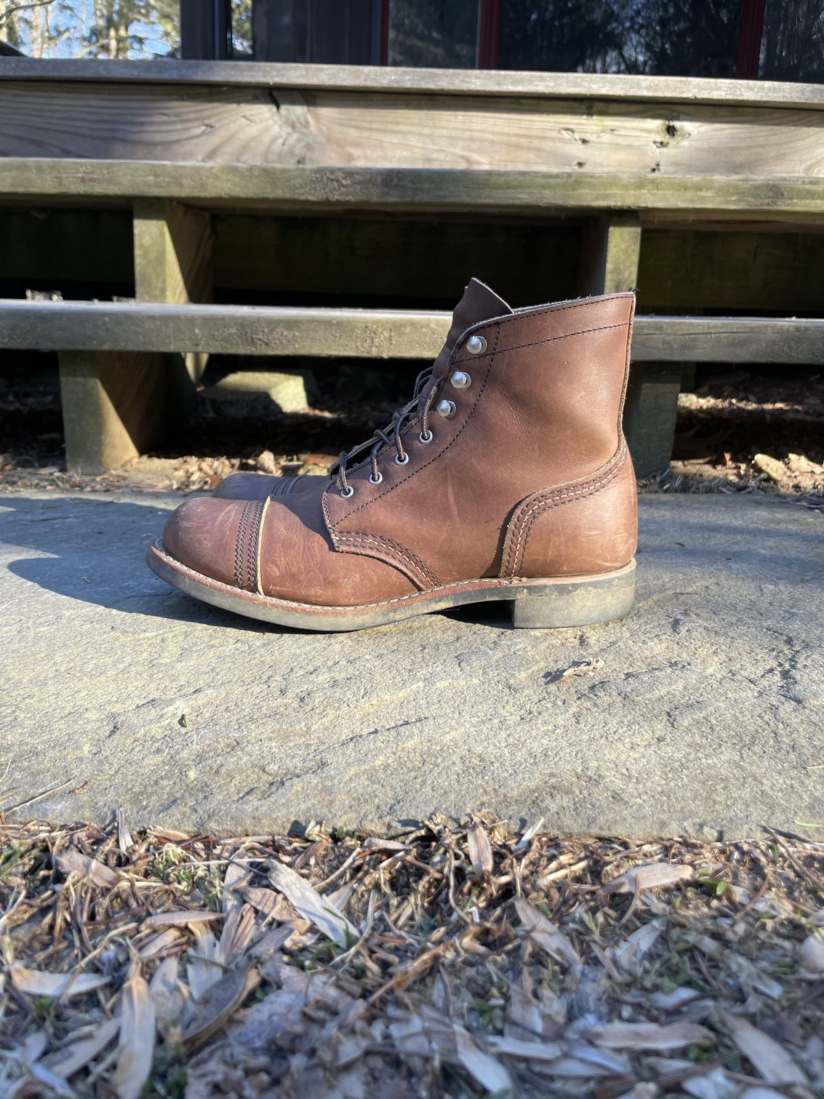 Photo by patinathunderdome on February 6, 2022 of the Red Wing Iron Ranger in S.B. Foot Amber Harness.