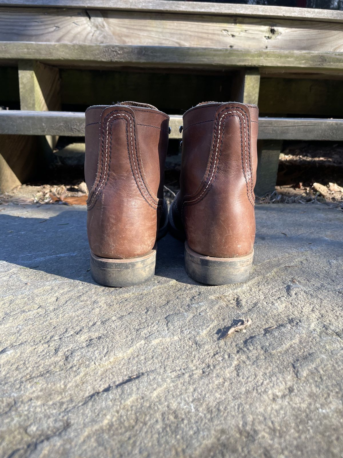 Photo by patinathunderdome on February 6, 2022 of the Red Wing Iron Ranger in S.B. Foot Amber Harness.