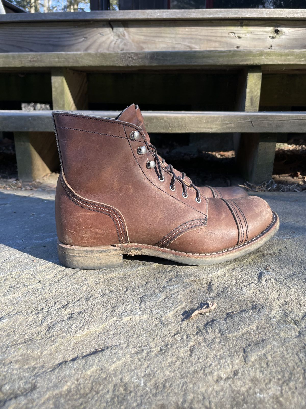 Photo by patinathunderdome on February 6, 2022 of the Red Wing Iron Ranger in S.B. Foot Amber Harness.
