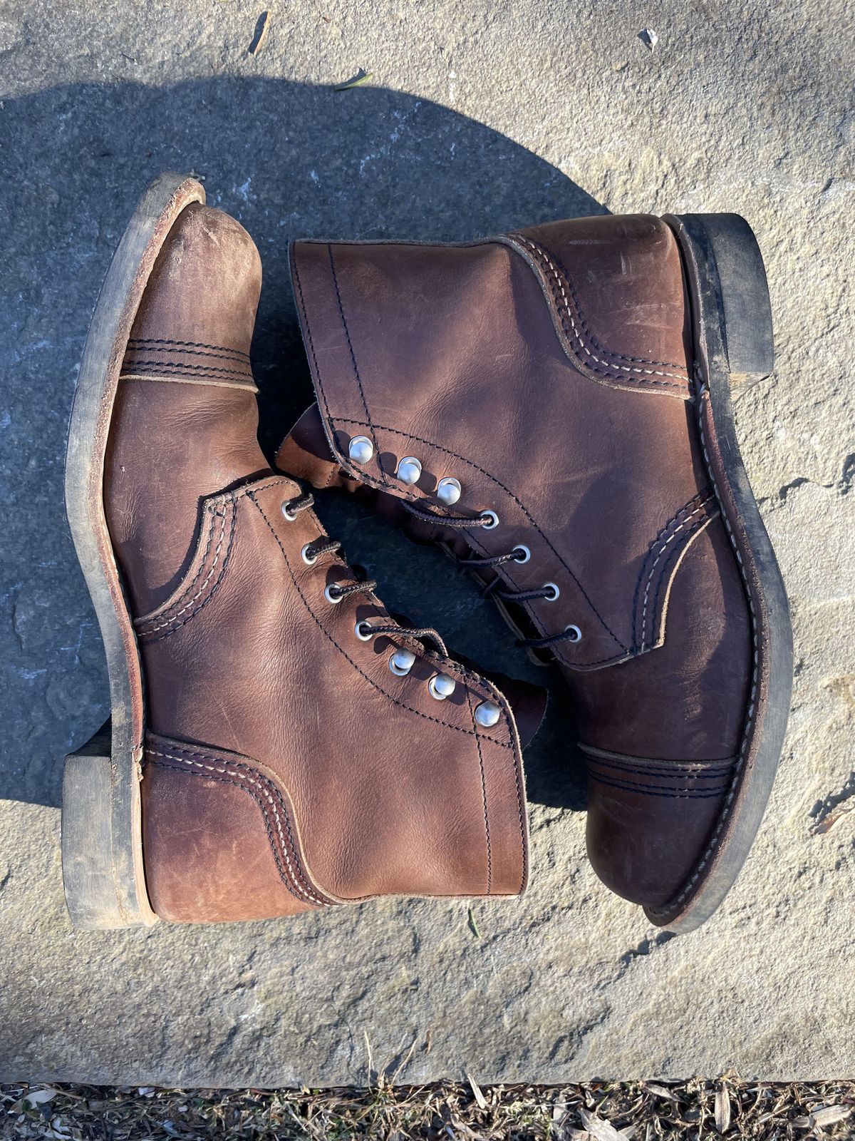 Photo by patinathunderdome on February 6, 2022 of the Red Wing Iron Ranger in S.B. Foot Amber Harness.
