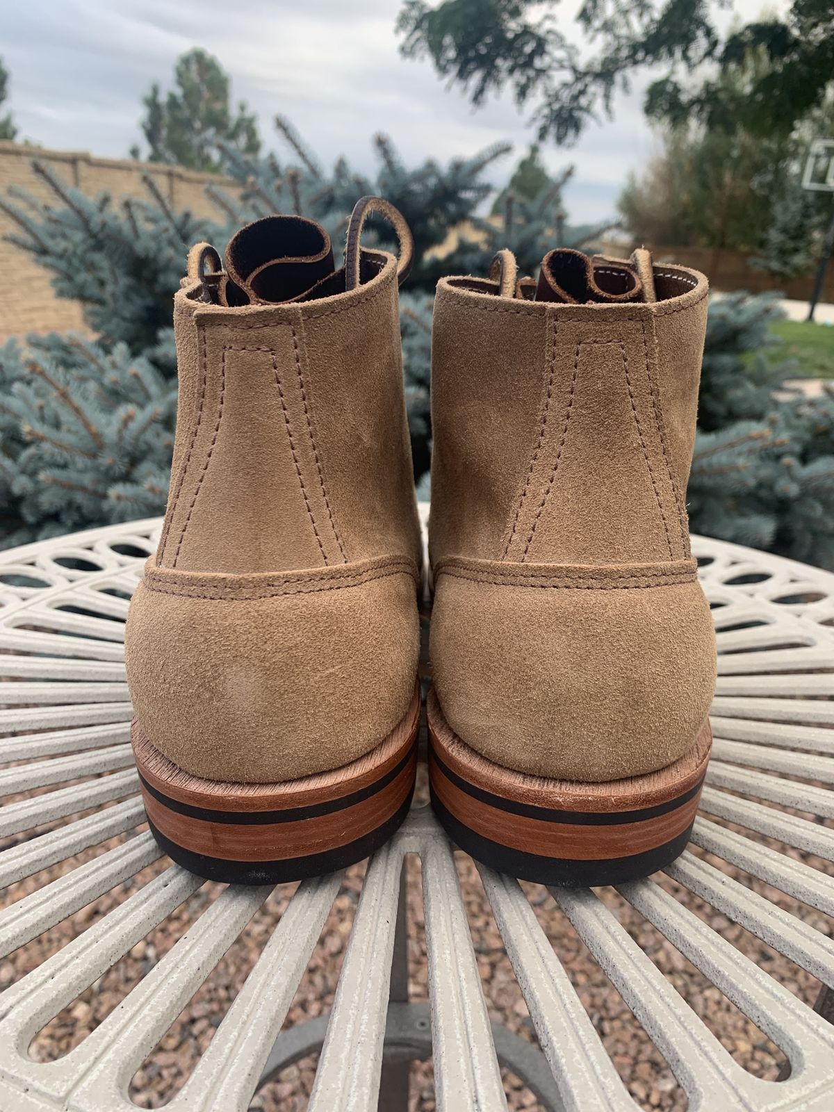 Photo by patinathunderdome on October 1, 2021 of the Oak Street Bootmakers Storm Boot in Horween Natural Chromexcel Roughout.