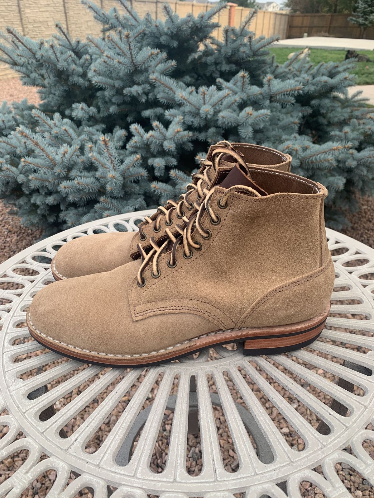 Photo by patinathunderdome on October 1, 2021 of the Oak Street Bootmakers Storm Boot in Horween Natural Chromexcel Roughout.