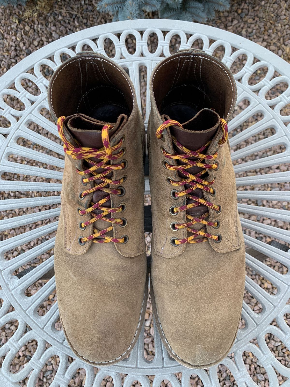 Photo by patinathunderdome on December 4, 2021 of the Oak Street Bootmakers Storm Boot in Horween Natural Chromexcel Roughout.
