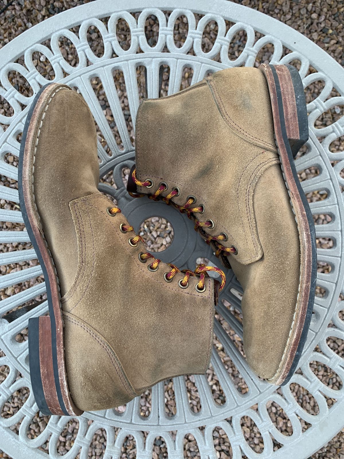 Photo by patinathunderdome on December 4, 2021 of the Oak Street Bootmakers Storm Boot in Horween Natural Chromexcel Roughout.