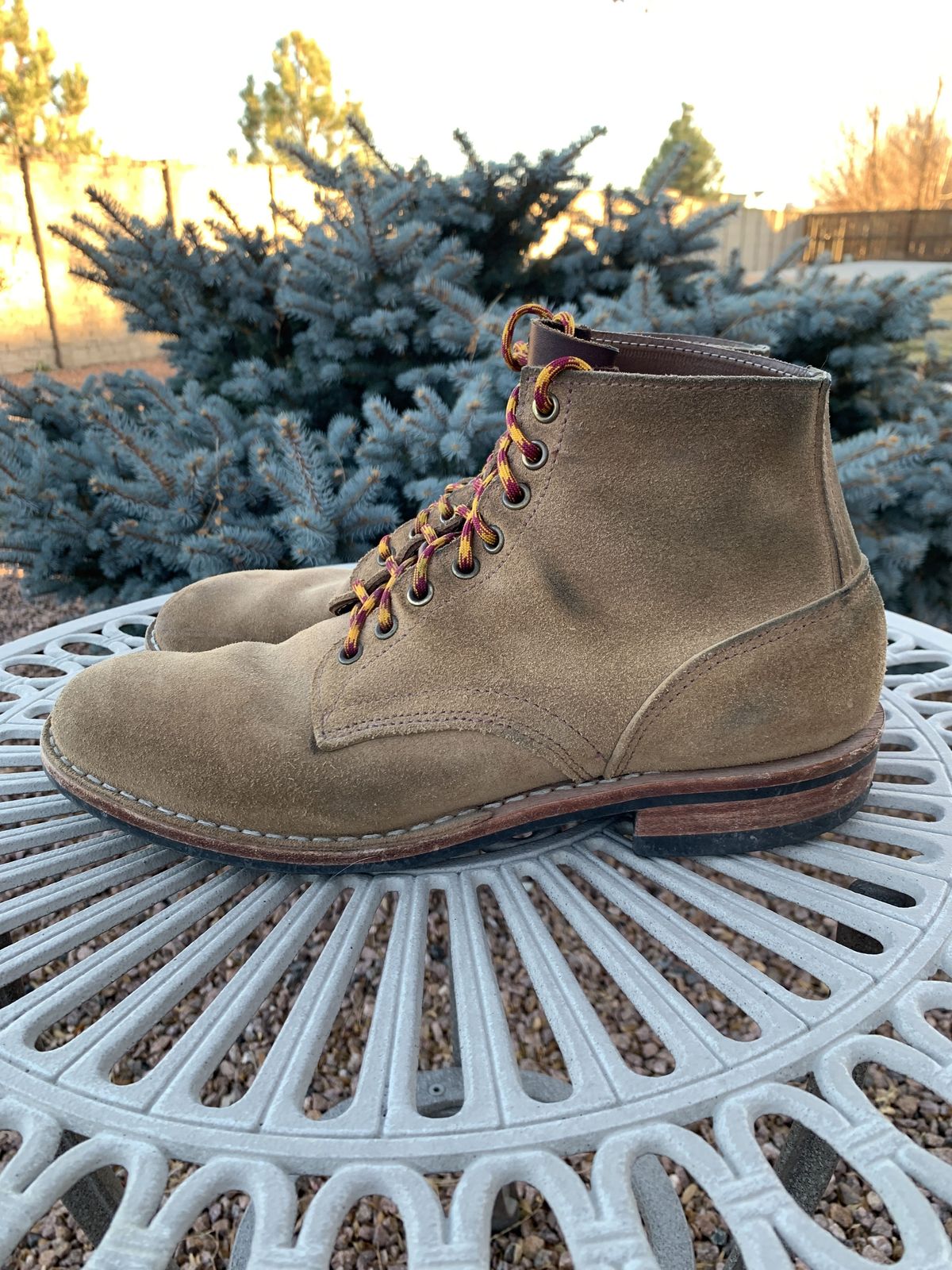 Photo by patinathunderdome on December 4, 2021 of the Oak Street Bootmakers Storm Boot in Horween Natural Chromexcel Roughout.