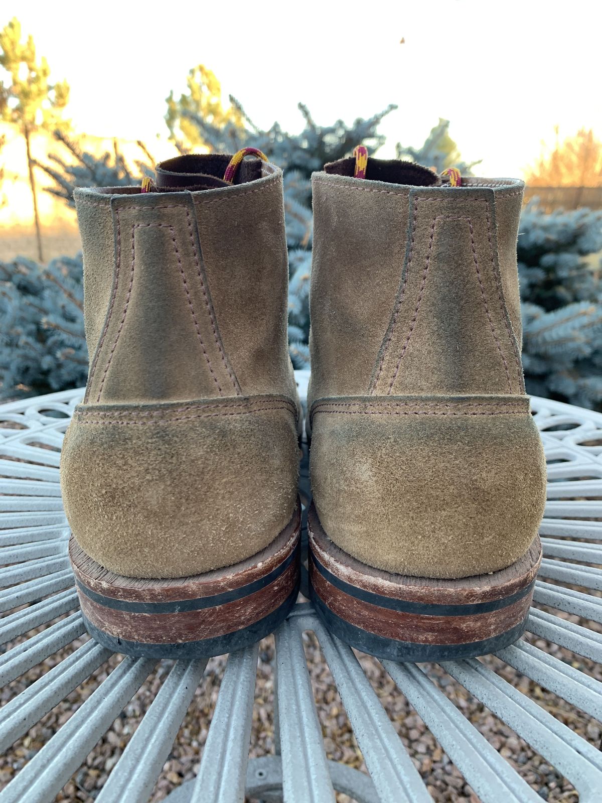 Photo by patinathunderdome on December 4, 2021 of the Oak Street Bootmakers Storm Boot in Horween Natural Chromexcel Roughout.