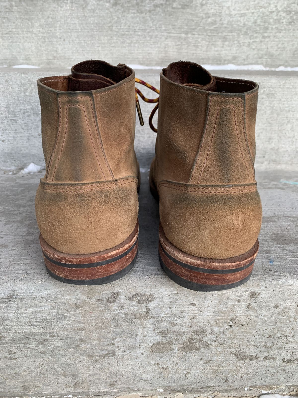 Photo by patinathunderdome on January 2, 2022 of the Oak Street Bootmakers Storm Boot in Horween Natural Chromexcel Roughout.