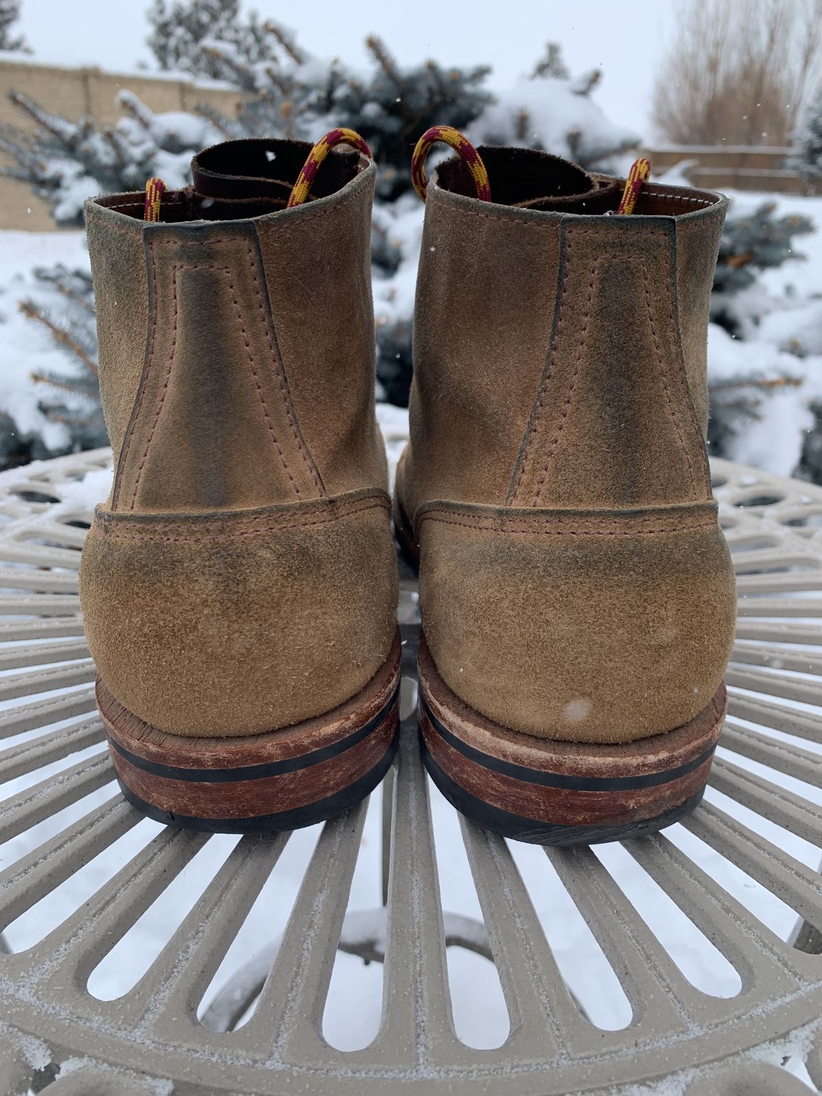 Photo by patinathunderdome on February 2, 2022 of the Oak Street Bootmakers Storm Boot in Horween Natural Chromexcel Roughout.