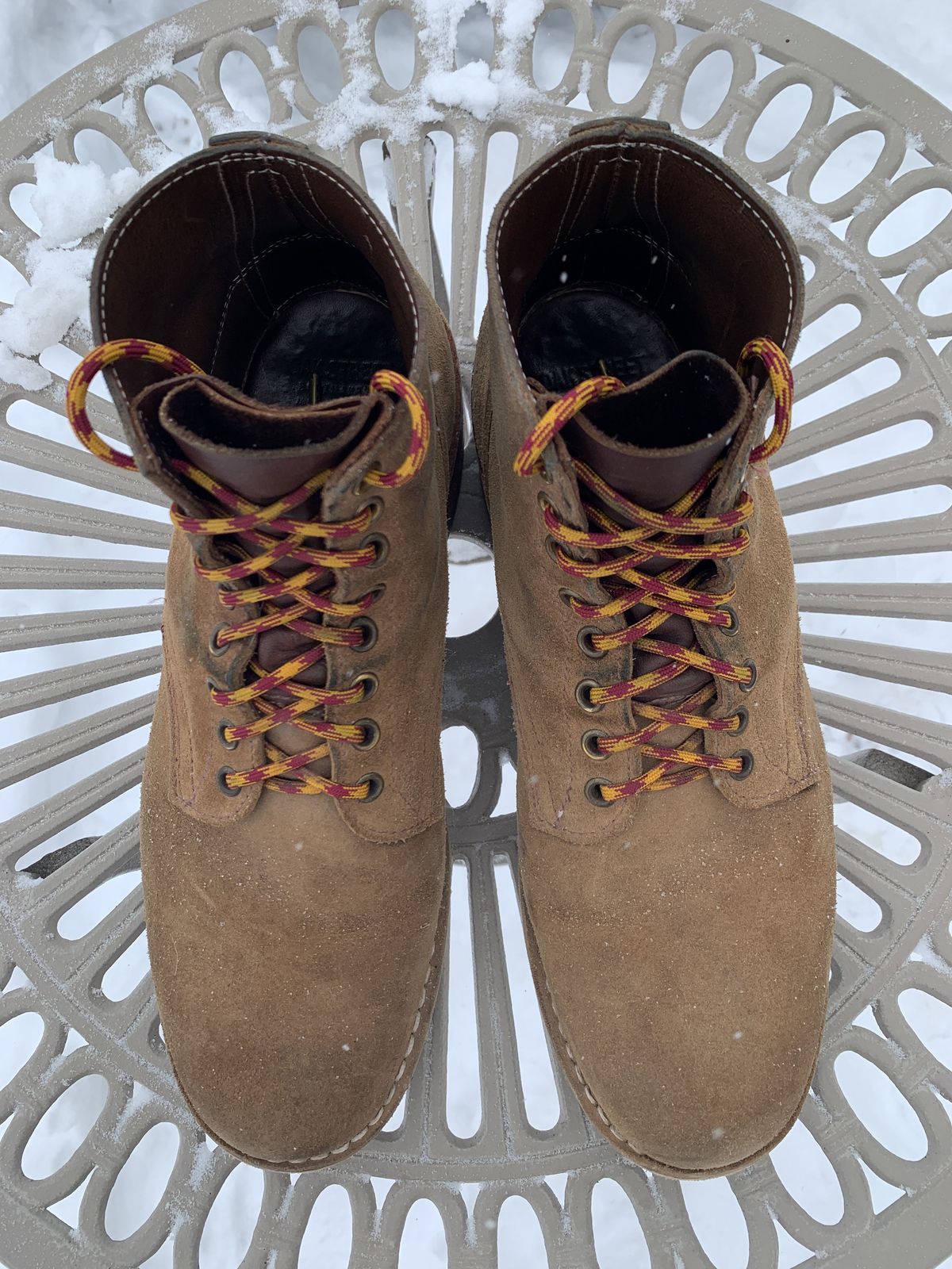Photo by patinathunderdome on February 2, 2022 of the Oak Street Bootmakers Storm Boot in Horween Natural Chromexcel Roughout.