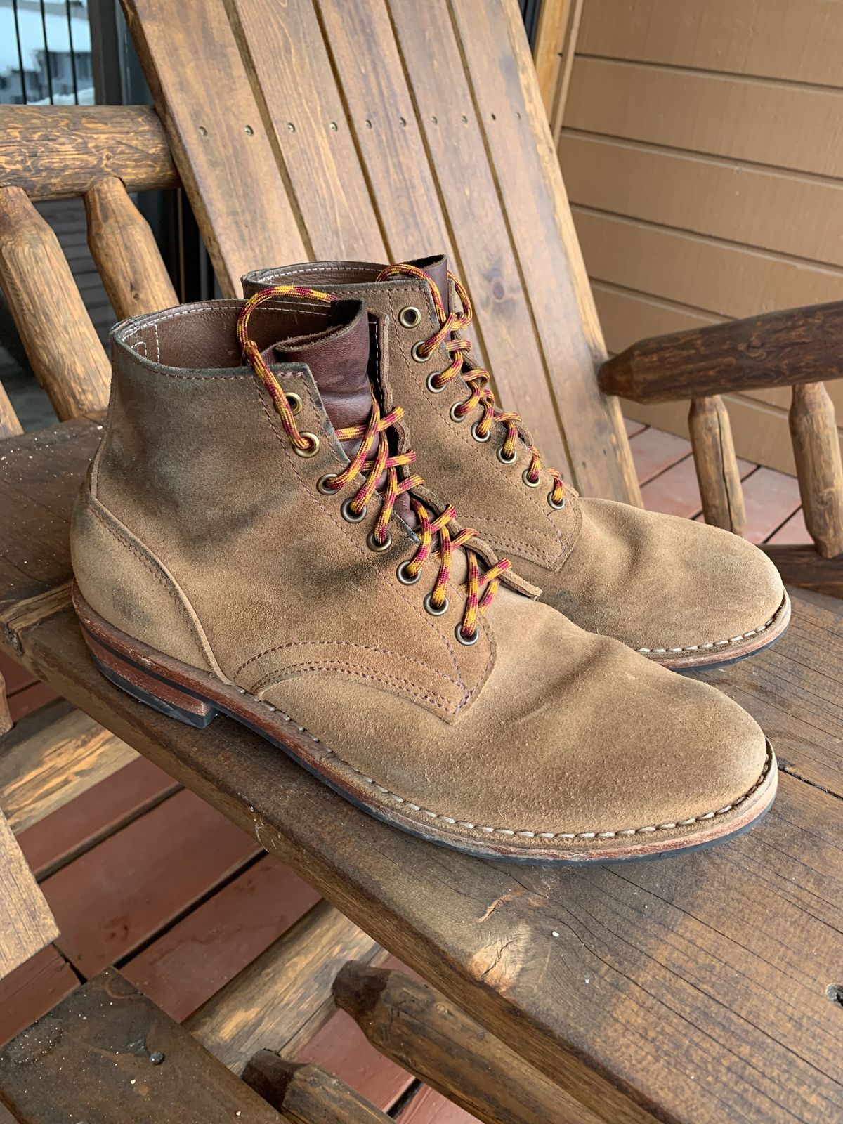 Photo by patinathunderdome on March 4, 2022 of the Oak Street Bootmakers Storm Boot in Horween Natural Chromexcel Roughout.