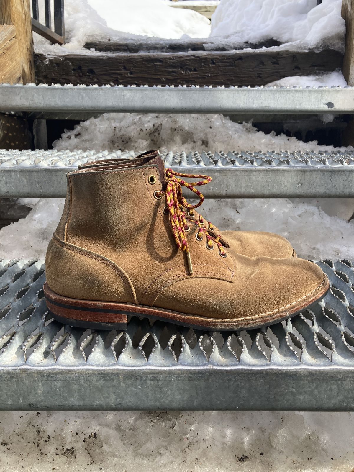 Photo by patinathunderdome on March 4, 2022 of the Oak Street Bootmakers Storm Boot in Horween Natural Chromexcel Roughout.