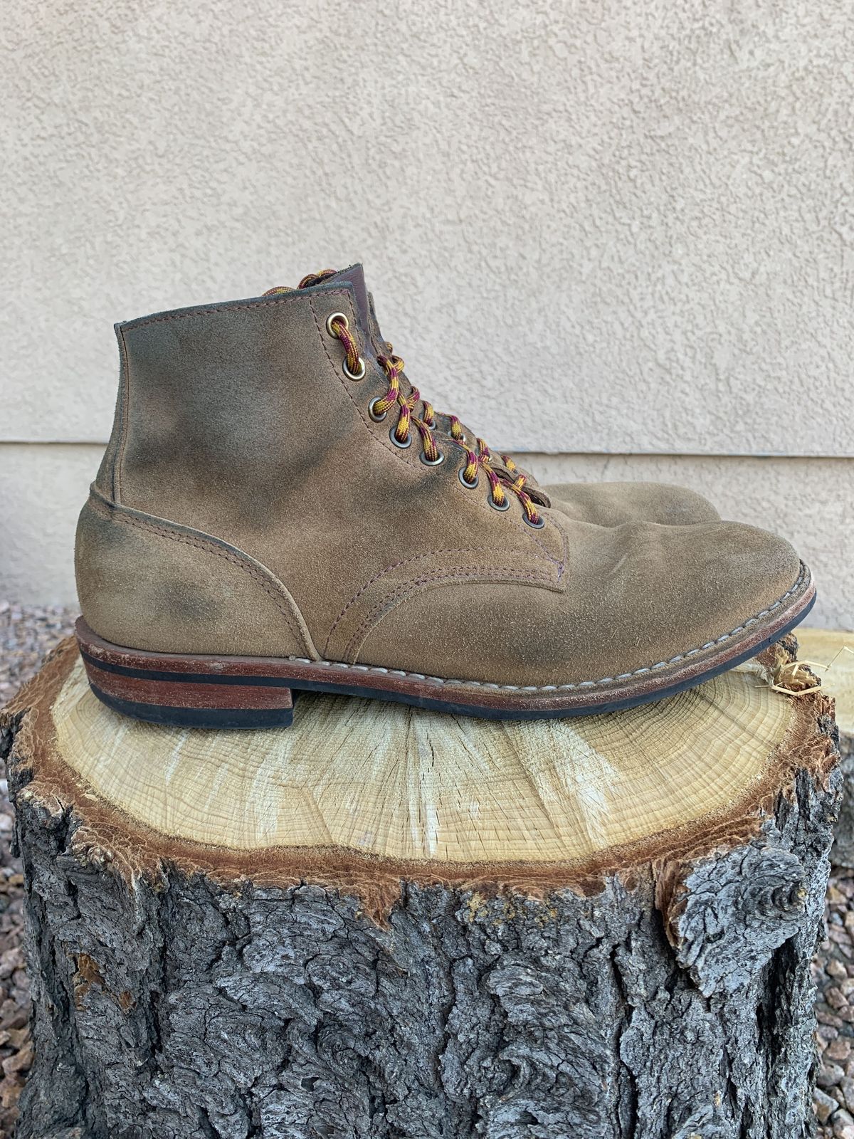 Photo by patinathunderdome on April 3, 2022 of the Oak Street Bootmakers Storm Boot in Horween Natural Chromexcel Roughout.