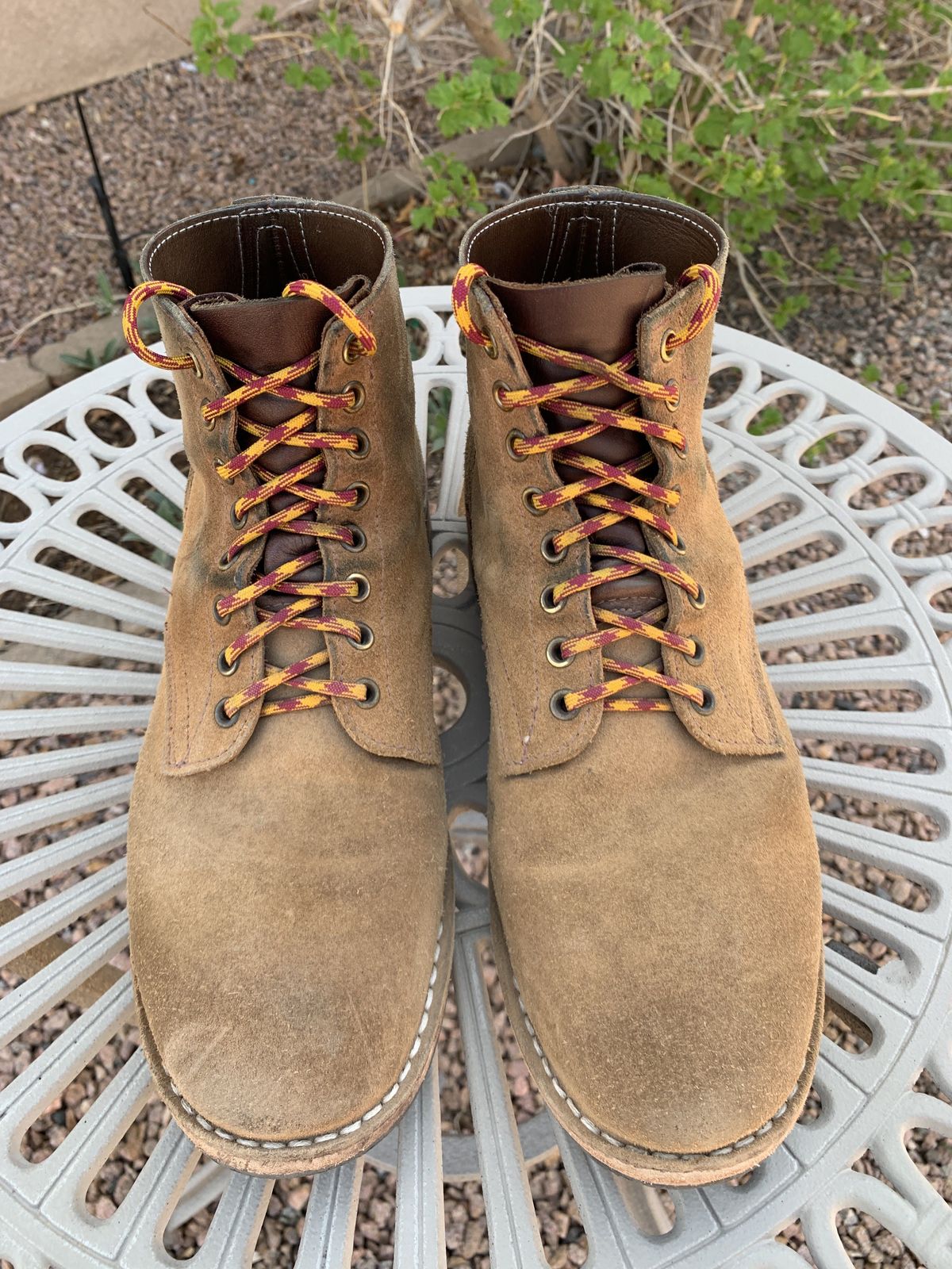 Photo by patinathunderdome on May 1, 2022 of the Oak Street Bootmakers Storm Boot in Horween Natural Chromexcel Roughout.