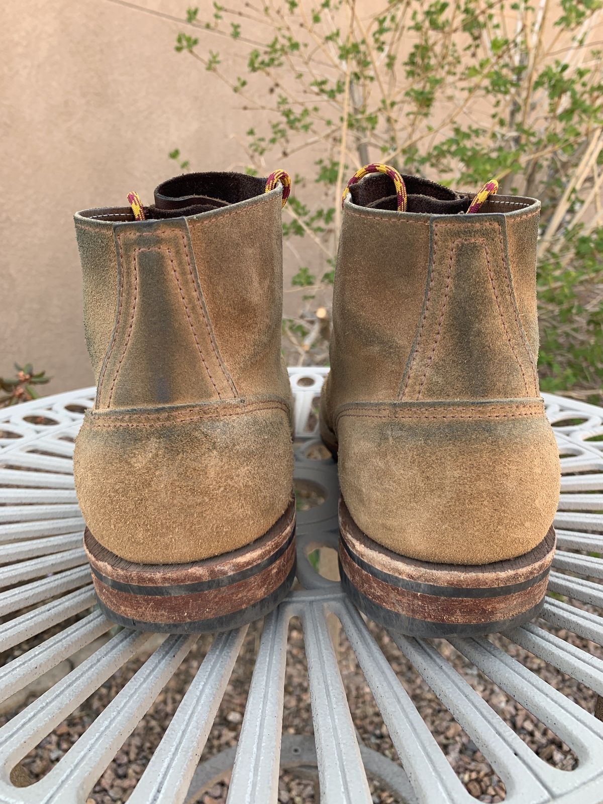 Photo by patinathunderdome on May 1, 2022 of the Oak Street Bootmakers Storm Boot in Horween Natural Chromexcel Roughout.