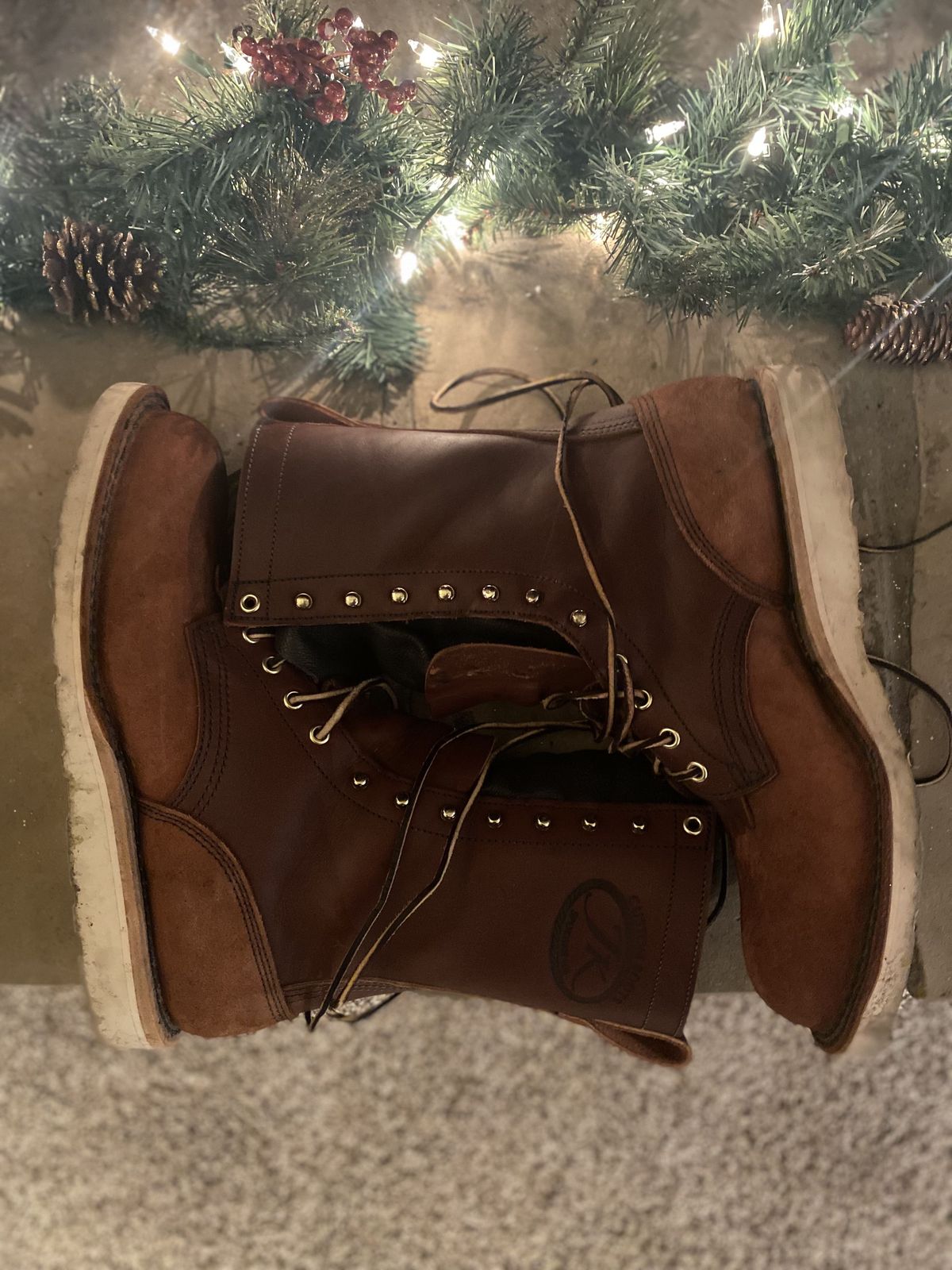 Photo by patinathunderdome on December 6, 2021 of the JK Boots Forefront in Seidel Redwood Oil Tan Roughout.