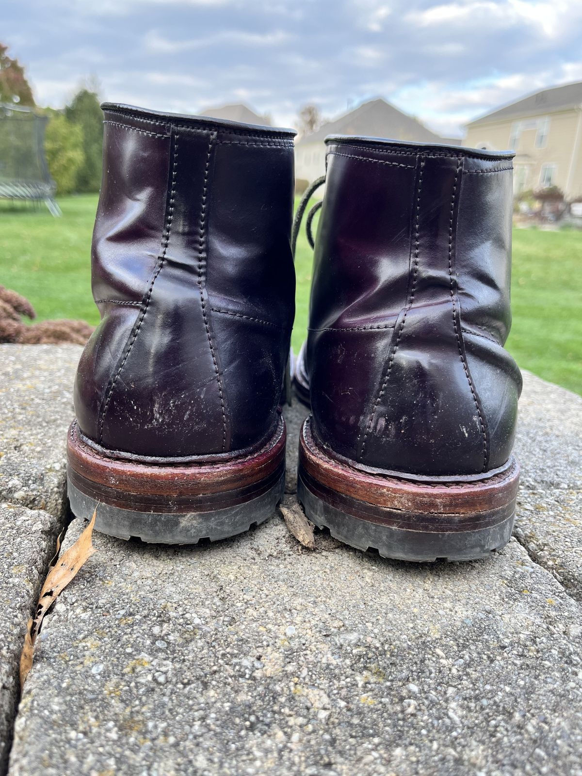 Photo by patinathunderdome on November 4, 2021 of the Alden Indy Boot in Horween Color 8 Shell Cordovan.
