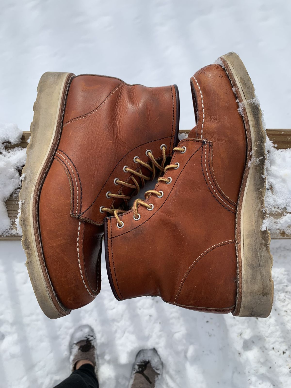 Photo by patinathunderdome on February 6, 2022 of the Red Wing 6-Inch Classic Moc in S.B. Foot Oro Legacy.
