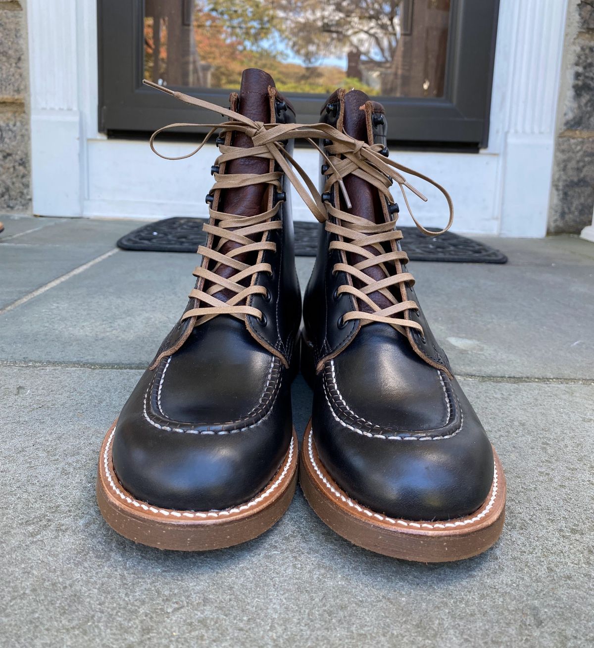 Photo by patinathunderdome on November 1, 2021 of the Brother Bridge Hunter in Horween Black Chromexcel.