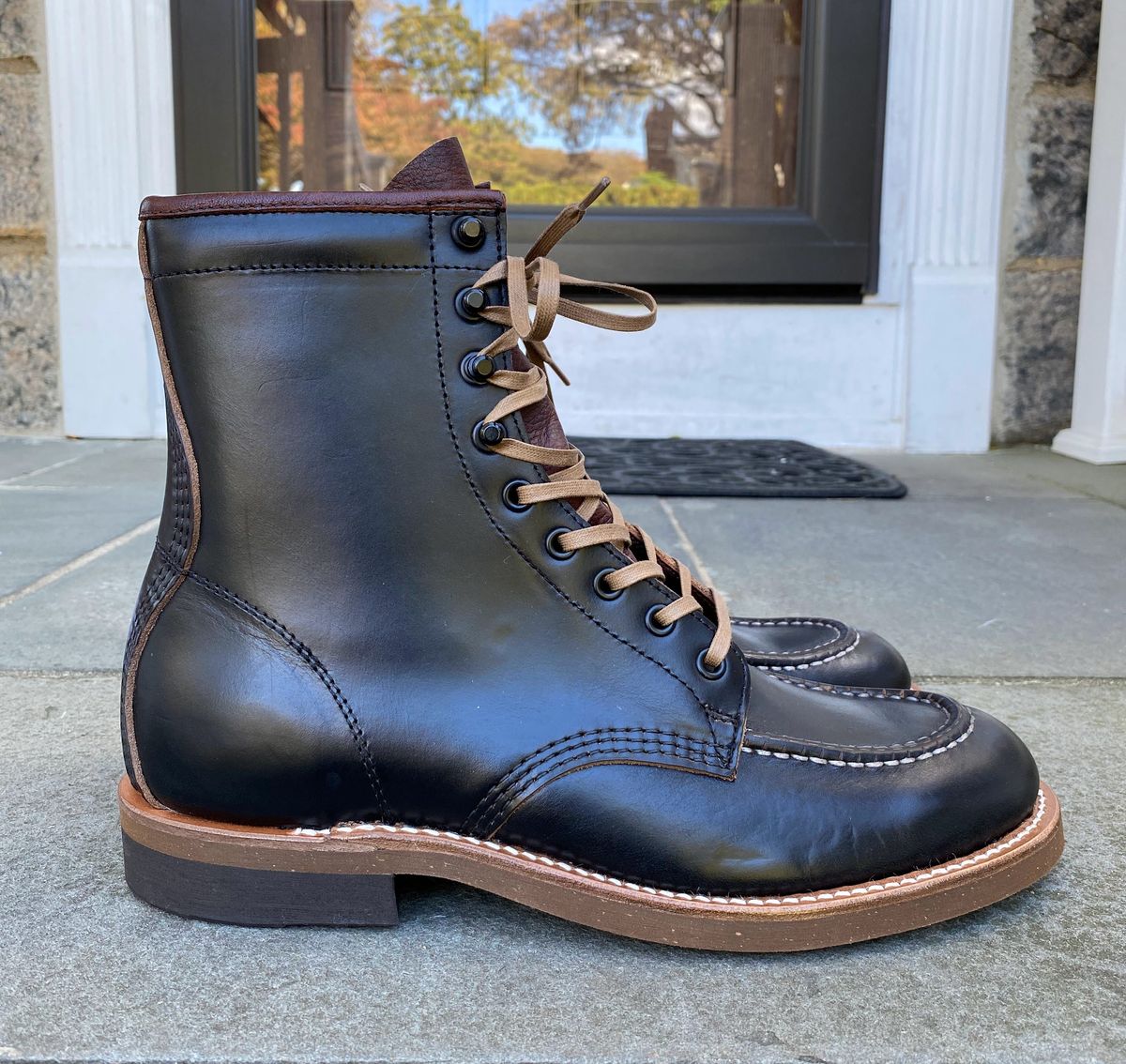 Photo by patinathunderdome on November 1, 2021 of the Brother Bridge Hunter in Horween Black Chromexcel.