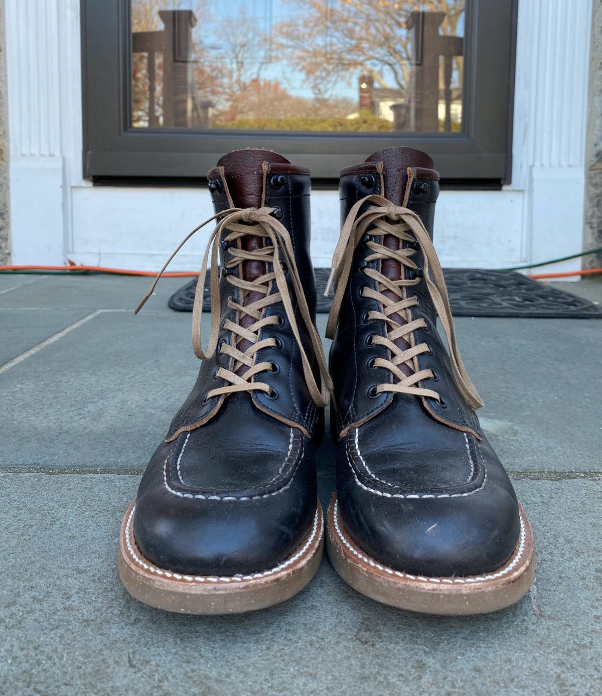 Photo by patinathunderdome on December 6, 2021 of the Brother Bridge Hunter in Horween Black Chromexcel.
