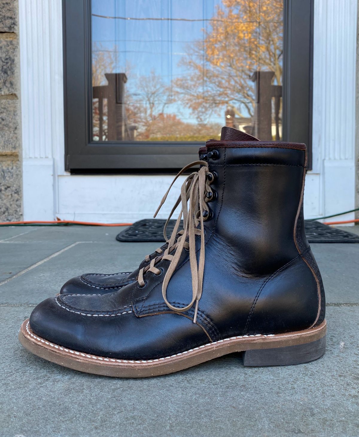 Photo by patinathunderdome on December 6, 2021 of the Brother Bridge Hunter in Horween Black Chromexcel.